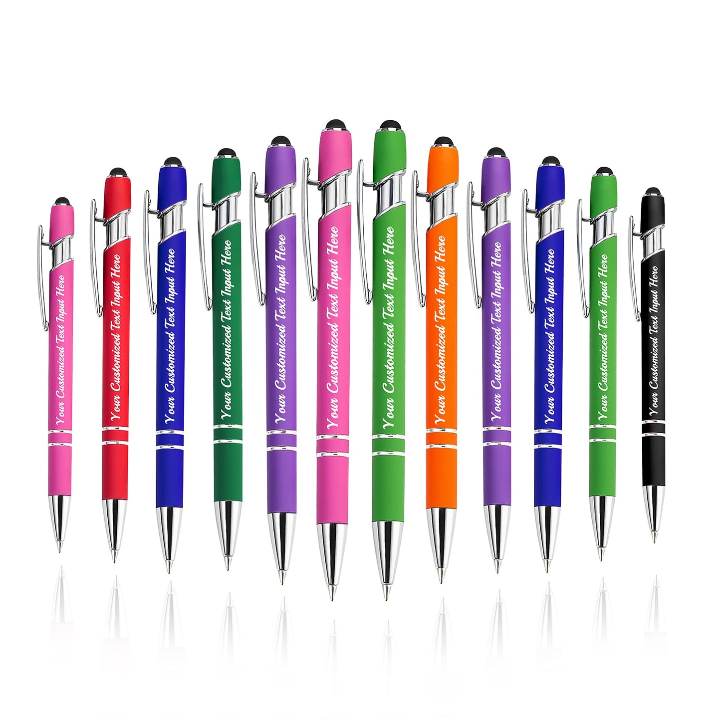 Betenshtresk Personalized Ballpoint Pen 12pcs, Custom Pens Free Engraved Bulk with Name Logo, Soft