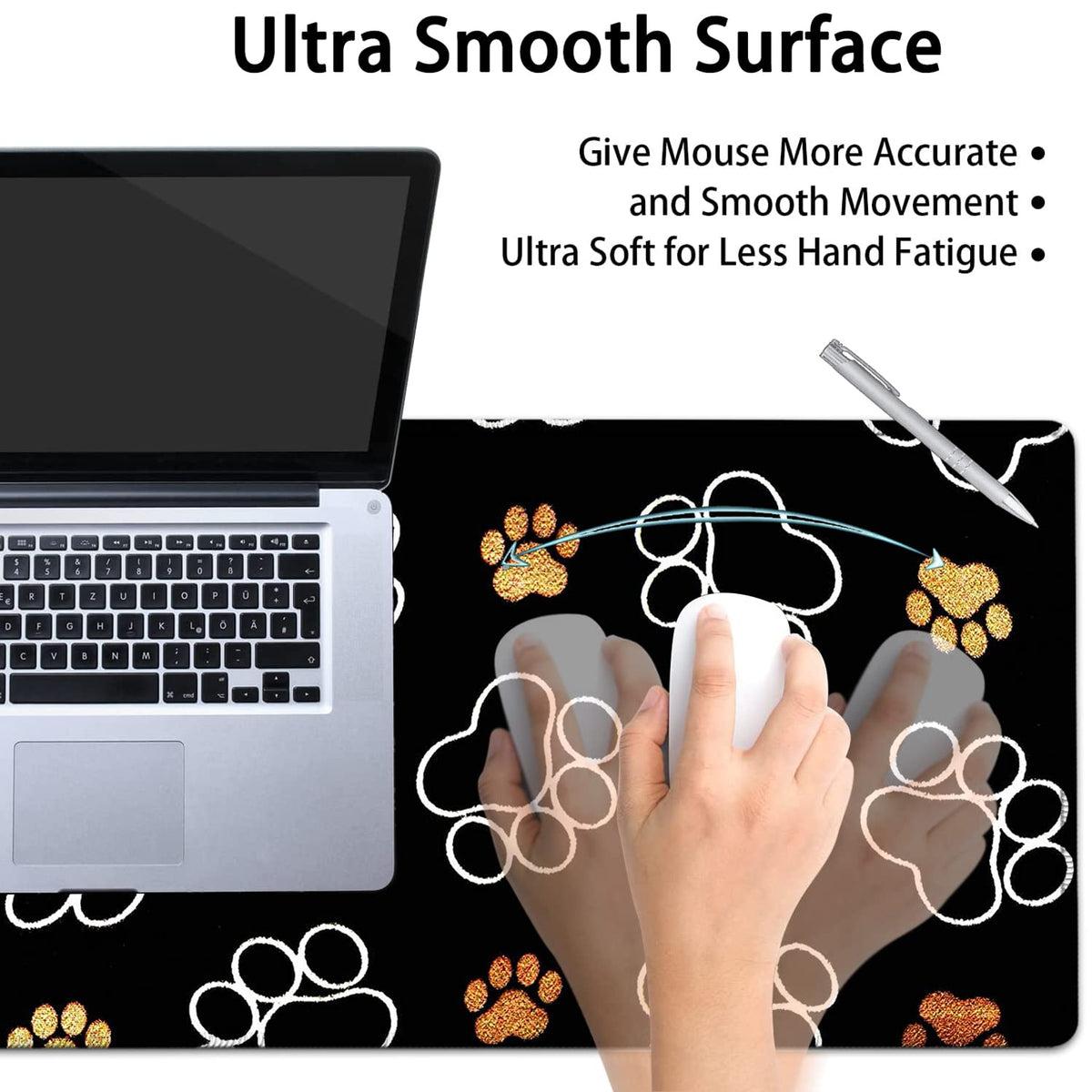 Large Mouse Pad, Extended Office Desk Pad 31.5x11.8in, Ergonomic Memory Foam Mouse Wrist Rest