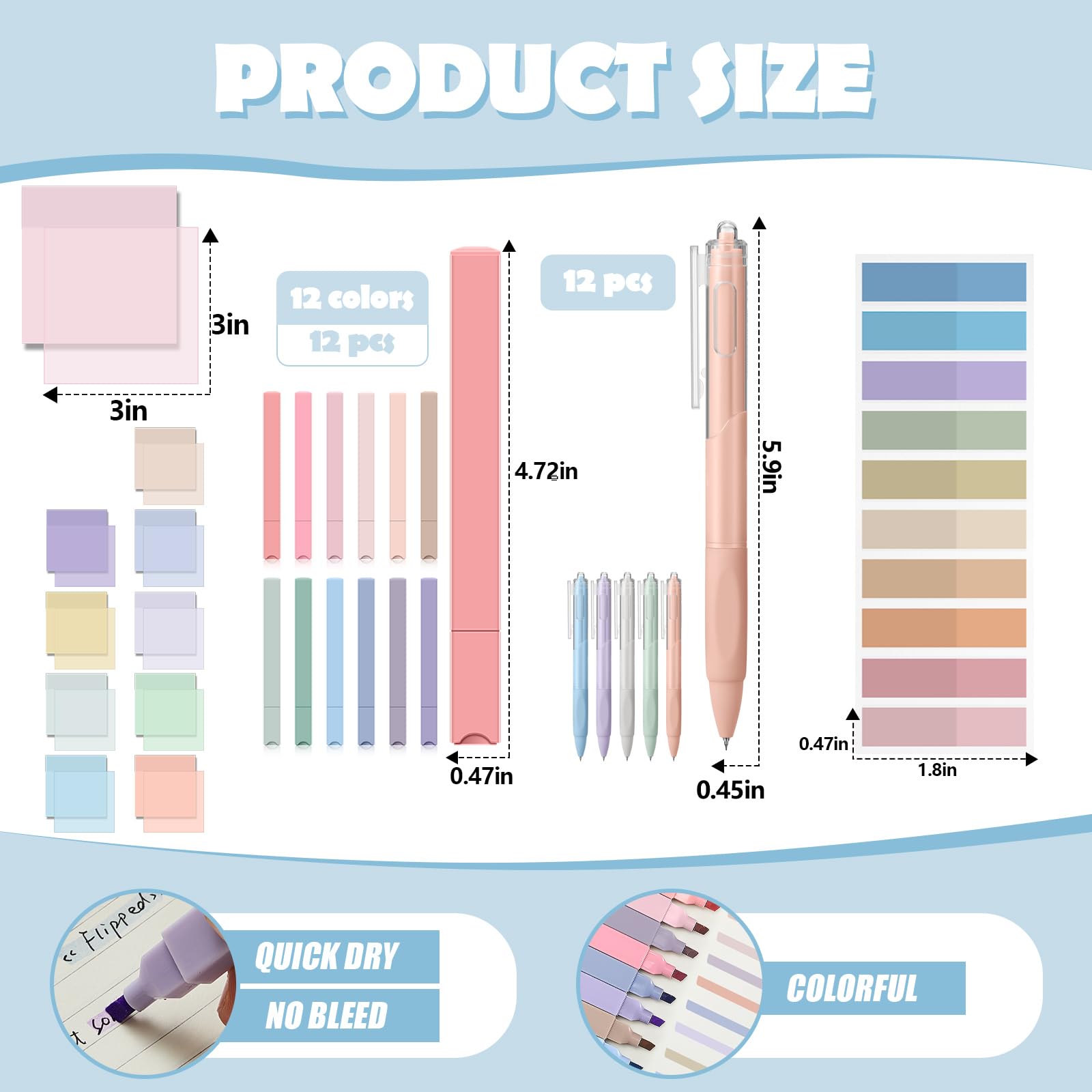 Jutom 39 Pcs Aesthetic Book Annotation Kit, Pink, Cute Style