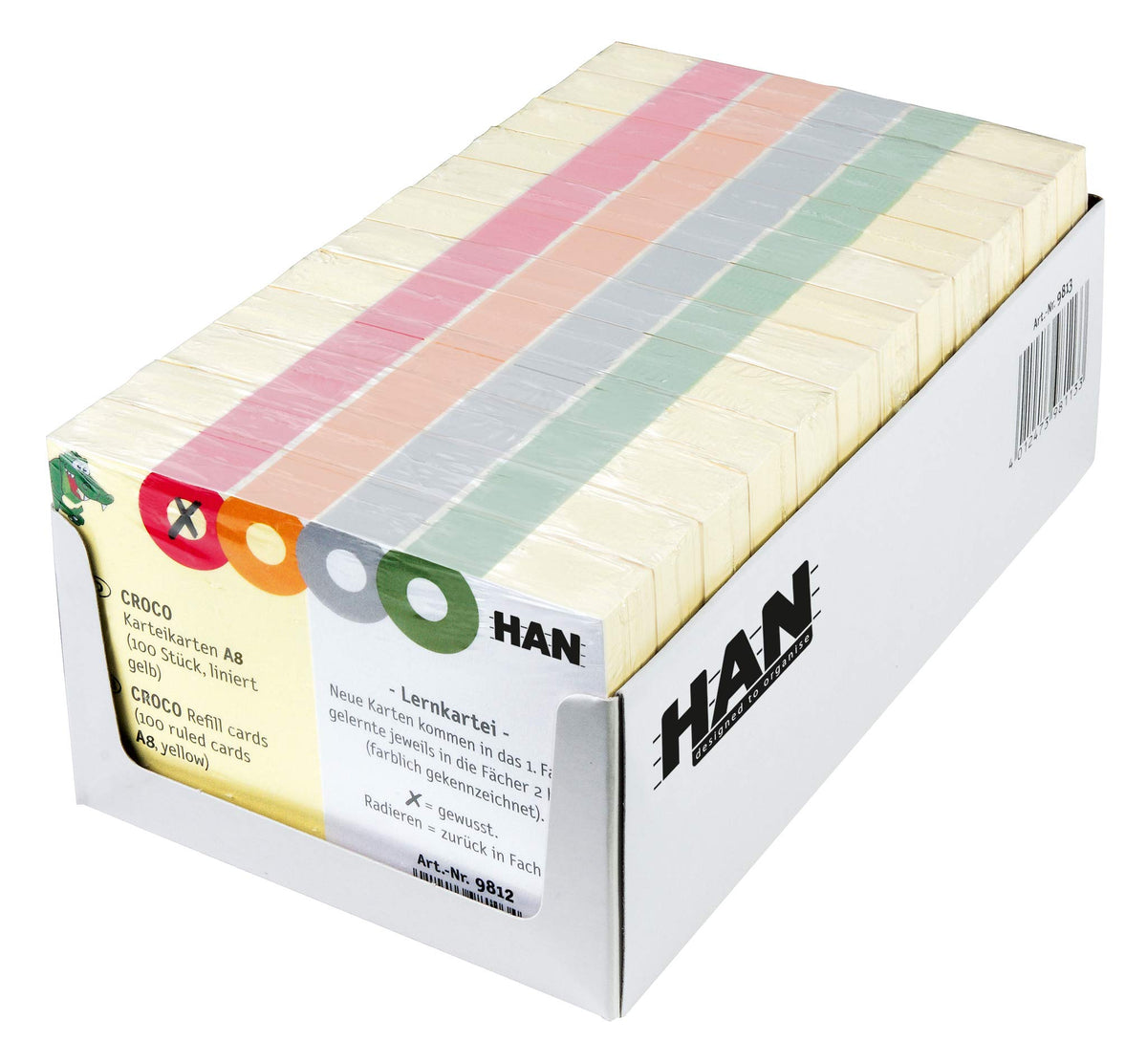 HAN 9812, Croco Record Cards. Sturdy Cardboard, Printed in Colour, A8 Landscape, 10 Packs of 100