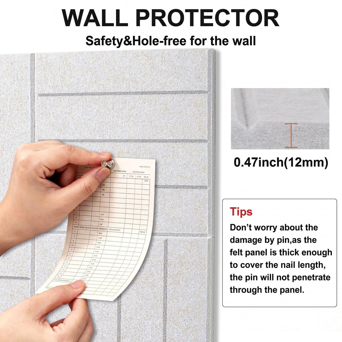G Gamit 0.47" Thick Felt Wall Tiles 48"x36" Cork Board Alternative 12 Pack 11.81"x11.81"Felt