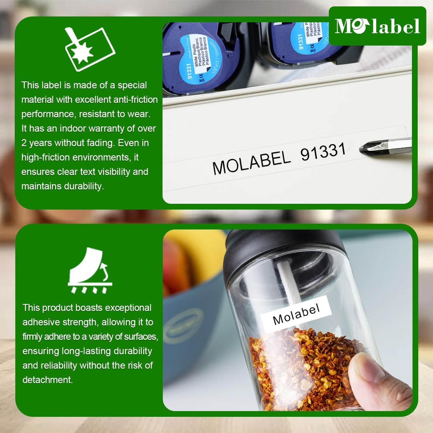 Molabel 91331 Compatible with Dymo LetraTag 1/2" x 13' White Pack of 10
