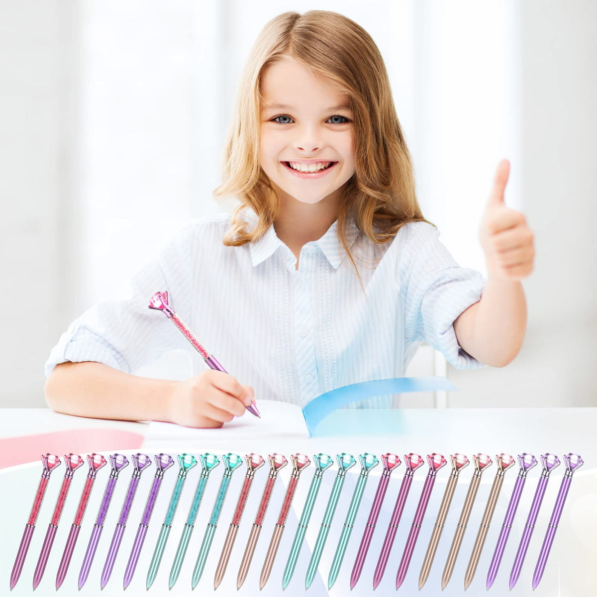 Mimorou 48 Pcs Diamond Pens with Crystal Retractable 1.0 mm, Stylish Style