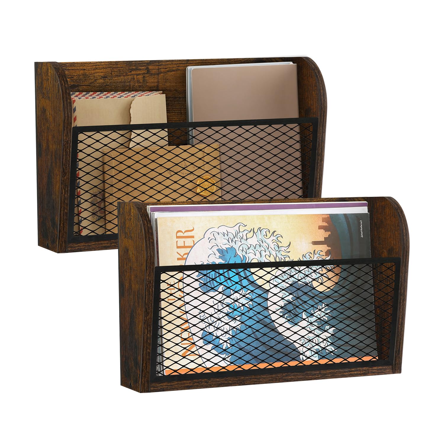 YINMIT 2 Packs Wall File Organizer-Holder, Hanging File Organizer, Wall Mounted File Holder, Wall