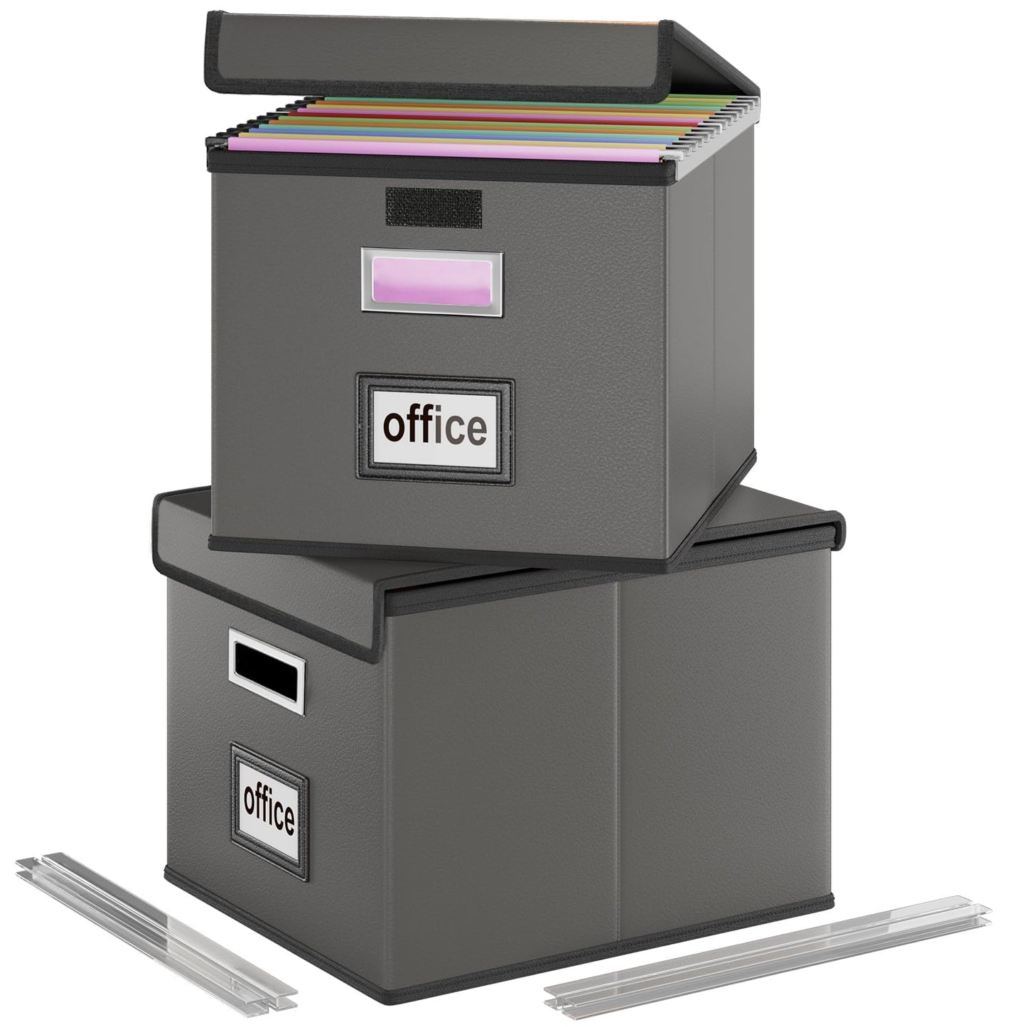 Huolewa File Organizer Box with Lids, Collapsible File Folder Organizer