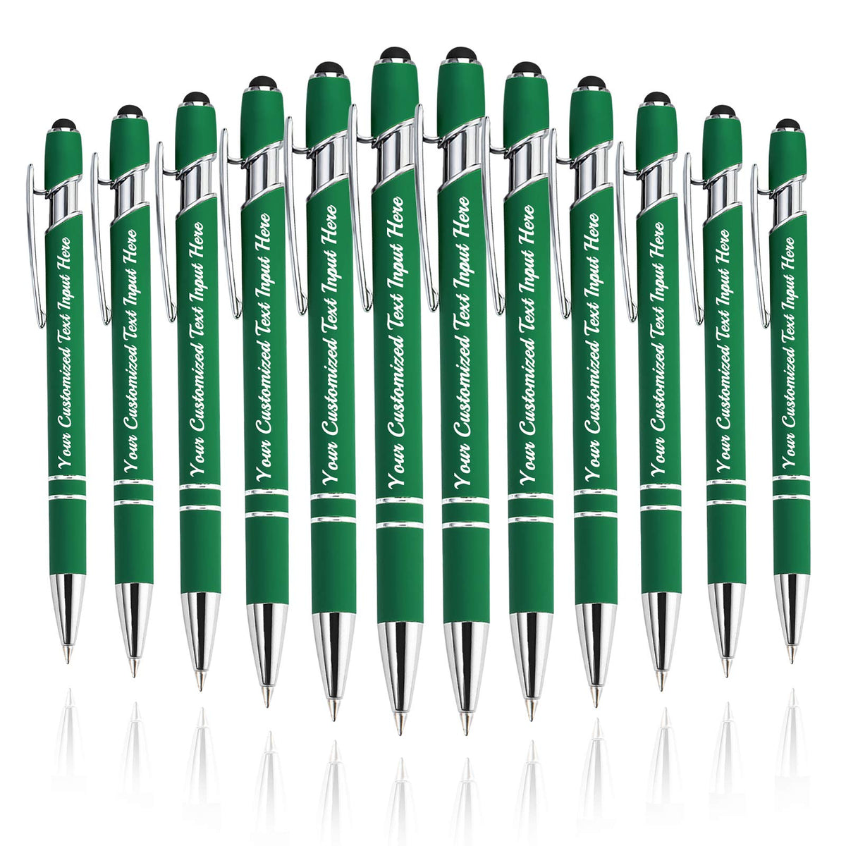 Betenshtresk Personalized Ballpoint Pen 12pcs, Custom Pens Free Engraved Bulk with Name Logo, Soft