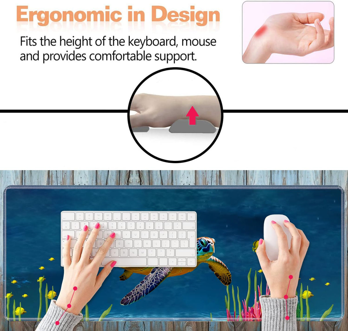 Ergonomic Keyboard Wrist Rest and Mouse Pad Wrist Rest Set, Large XXL Gaming Mousepad 31.5"x 11.8"