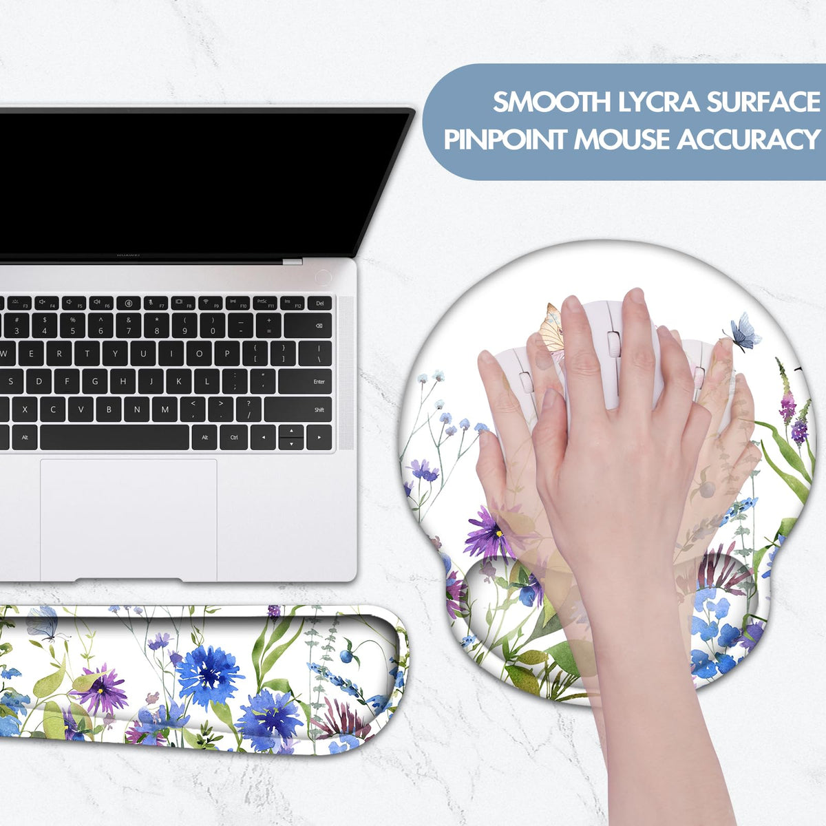 Lauspuck Keyboard Wrist Rest, Ergonomic Mouse Pad Wrist Support, Memory Foam Wrist Rest, Anti-Slip