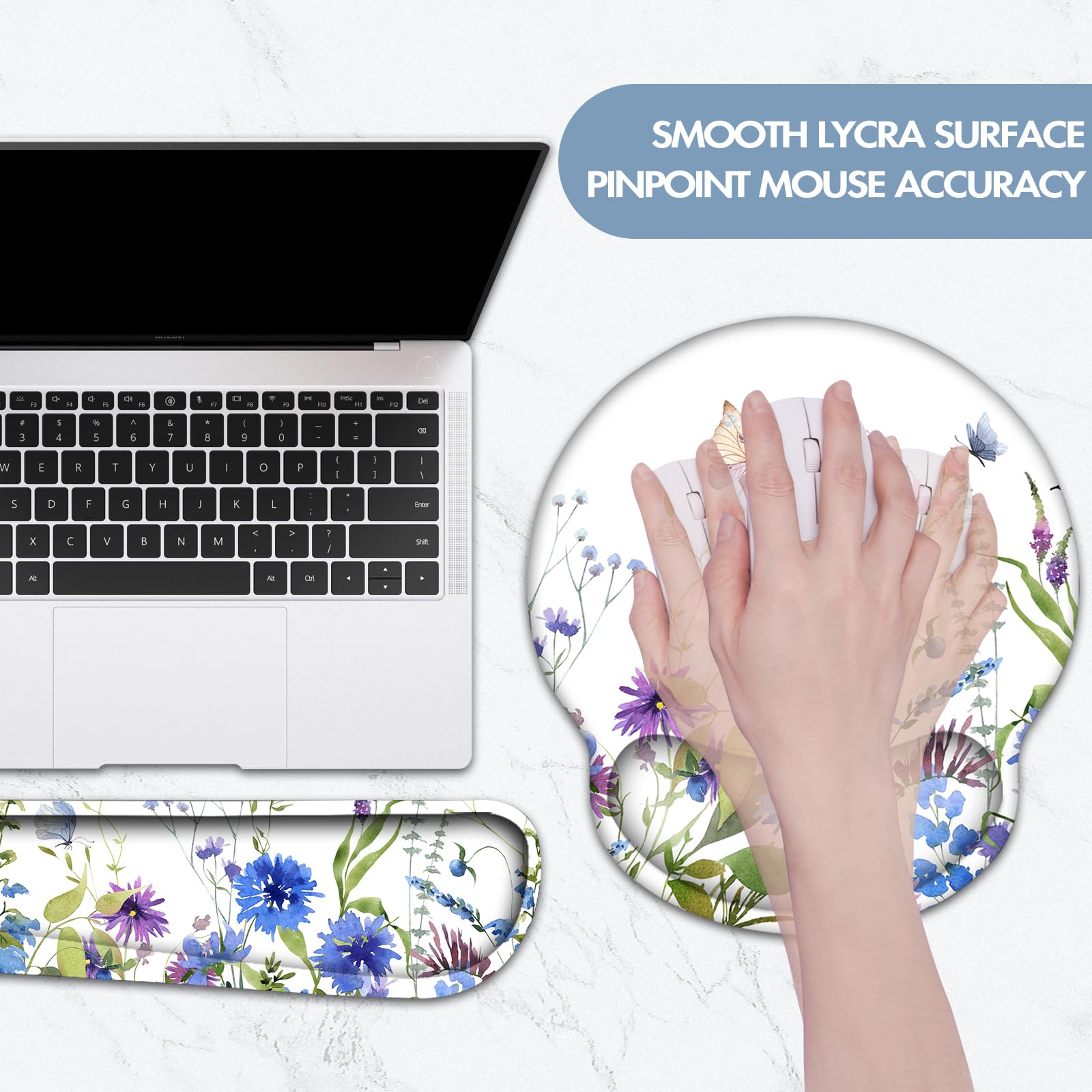Lauspuck Keyboard Wrist Rest, Ergonomic Mouse Pad Wrist Support, Memory Foam Wrist Rest, Anti-Slip