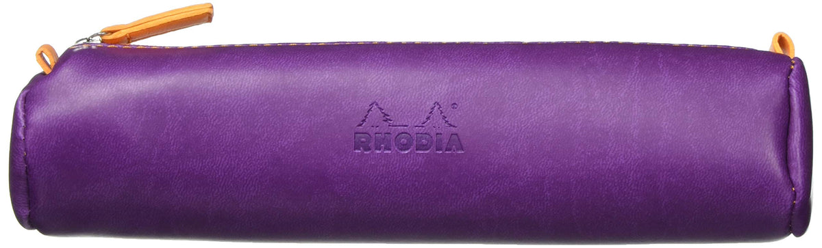 RHODIA 318990C - Purple Rhodiarama Round Pencil Case - 21.5 x 5.5 cm - Genuine Orange Stitching