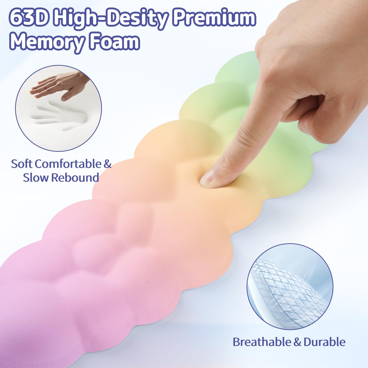 Sushret Cloud Wrist Rest Keyboard,Cloud Keyboard Wrist Pad,Rainbow Gradient