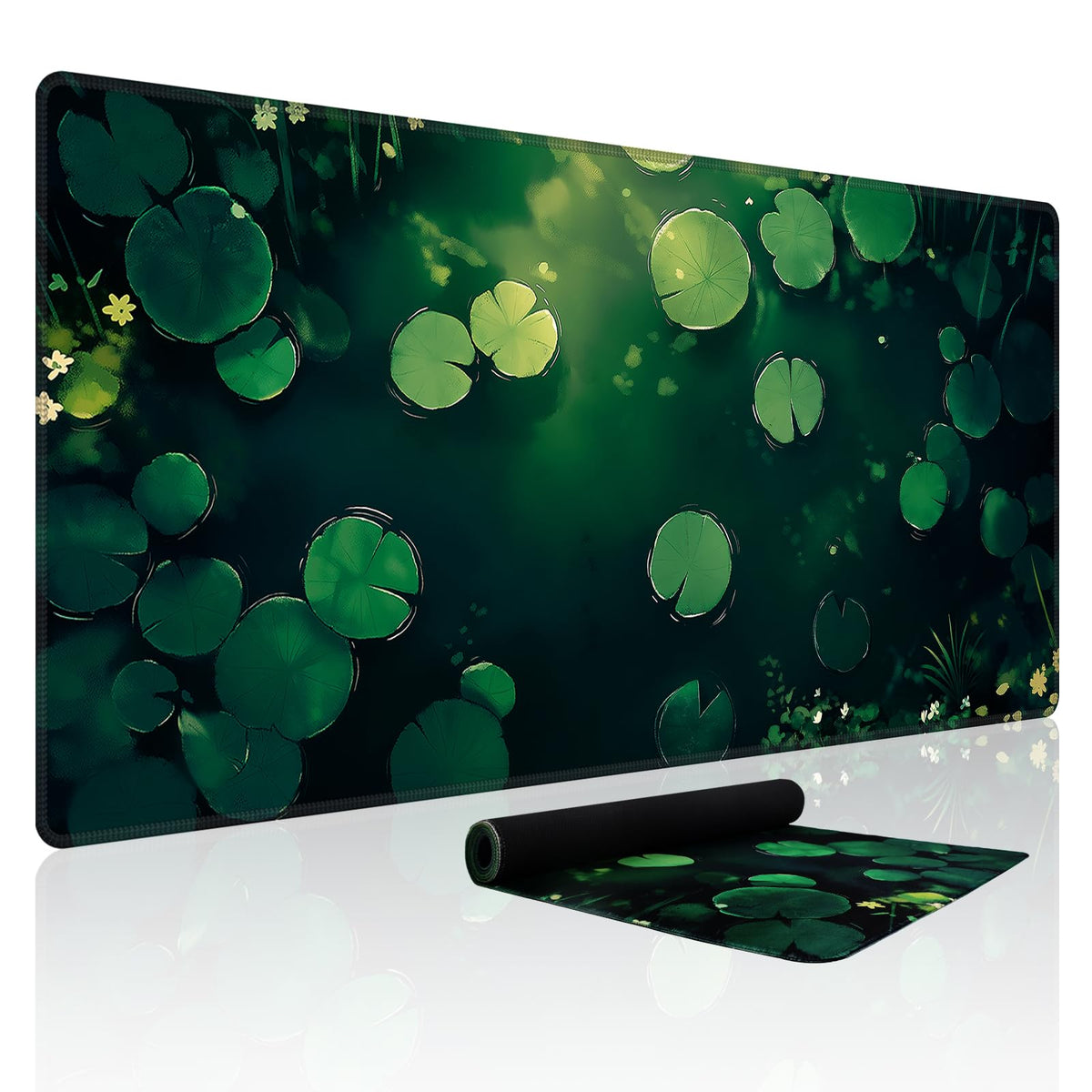 Baziabbo Green Desk Mat,XXL Extended Big Mouse Pad,Gaming Mousepad with Stitched Edge,Non-Slip