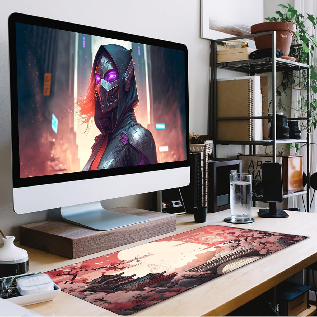 Japanese Large Gaming Mouse Pad with Stitched Edges, 35.4"x15.7" Large Extended Computer Pad, Mouse