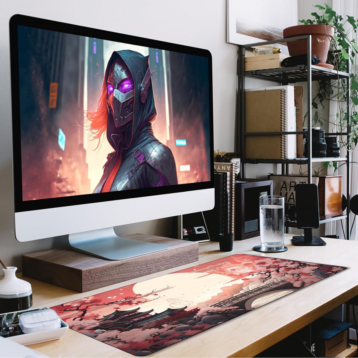 Japanese Large Gaming Mouse Pad with Stitched Edges, 35.4"x15.7" Large Extended Computer Pad, Mouse