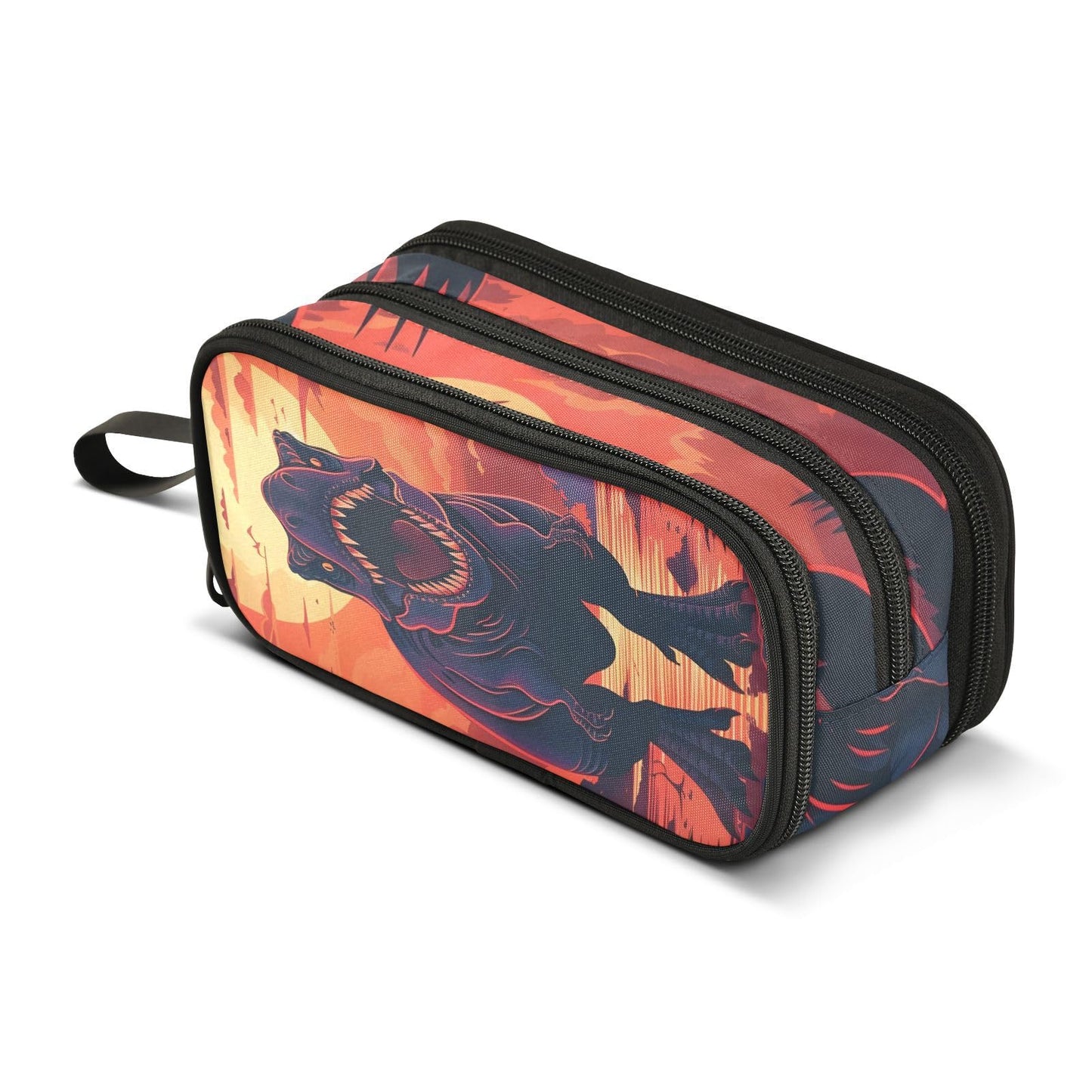 BOENLE Dinosaur Sunset Pencil Case Box Boys Girls Large Pencil Pouch Zipper Compartments Big