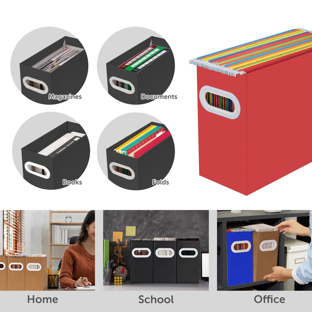 Aosric File Box for Hanging File Folders, Collapsible Cardboard Box