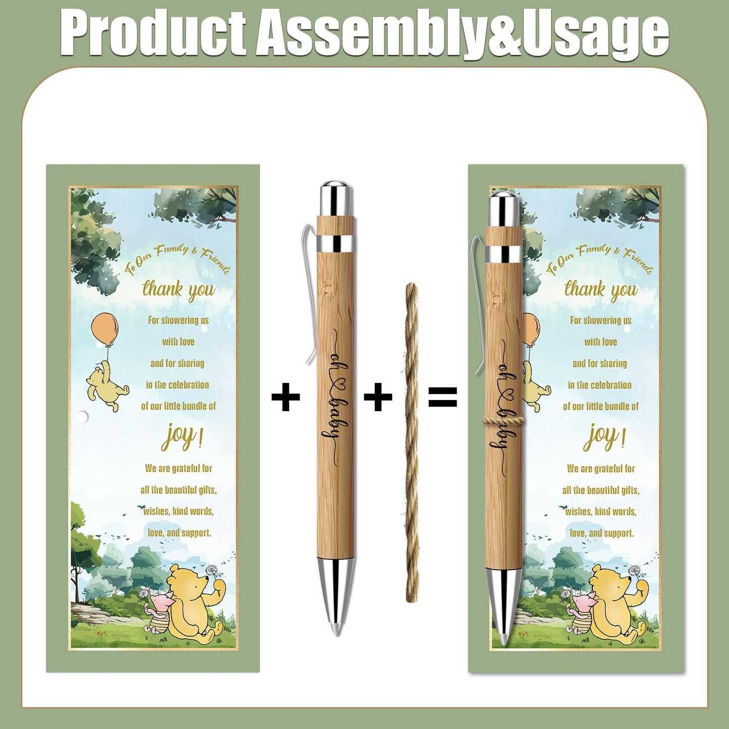 30 Pcs Winnie Baby Shower Gifts, Baby Shower Favors for 30 Guest, Baby Shower Sets, Included Bamboo