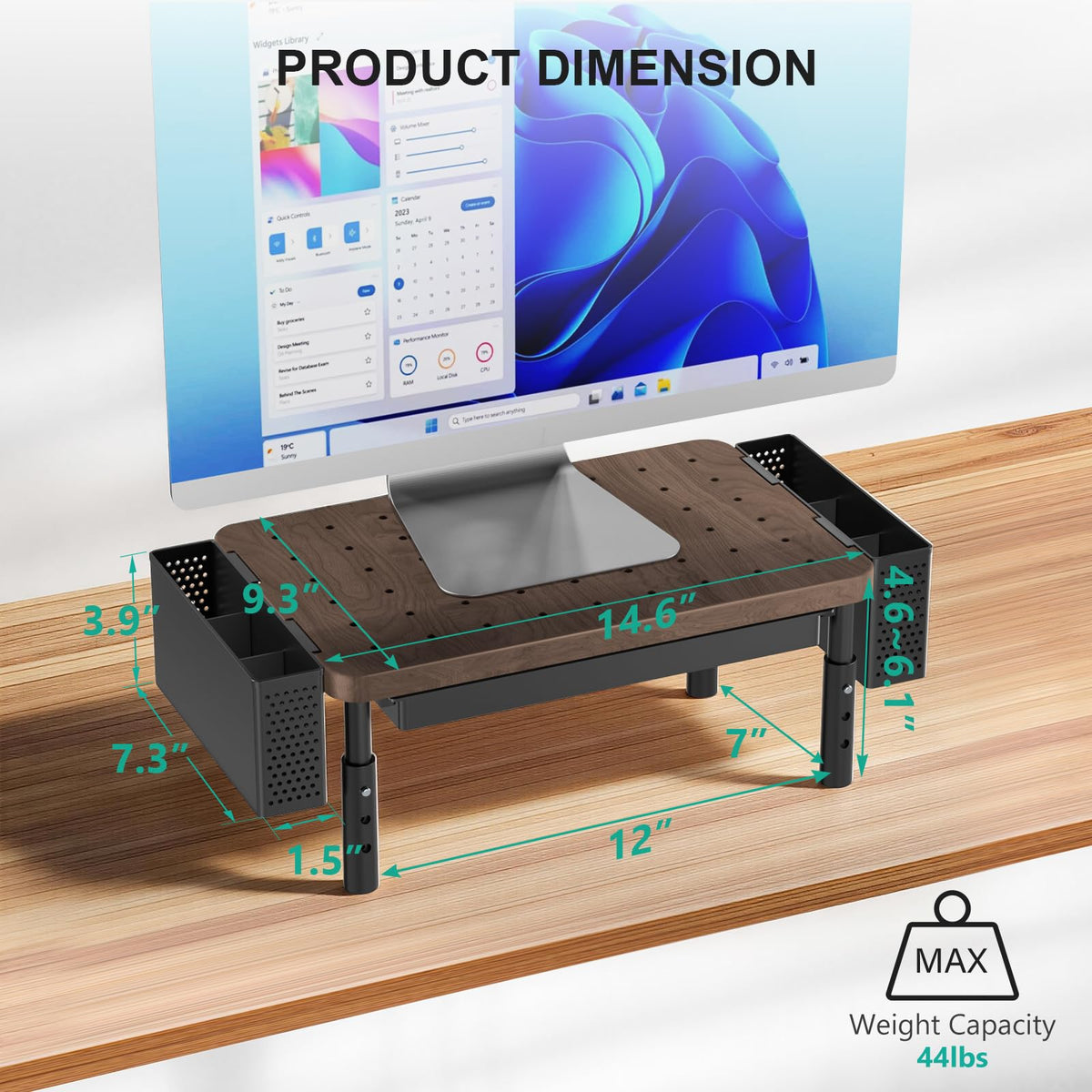 WALI Computer Monitor Stand with Storage and Pen Holder