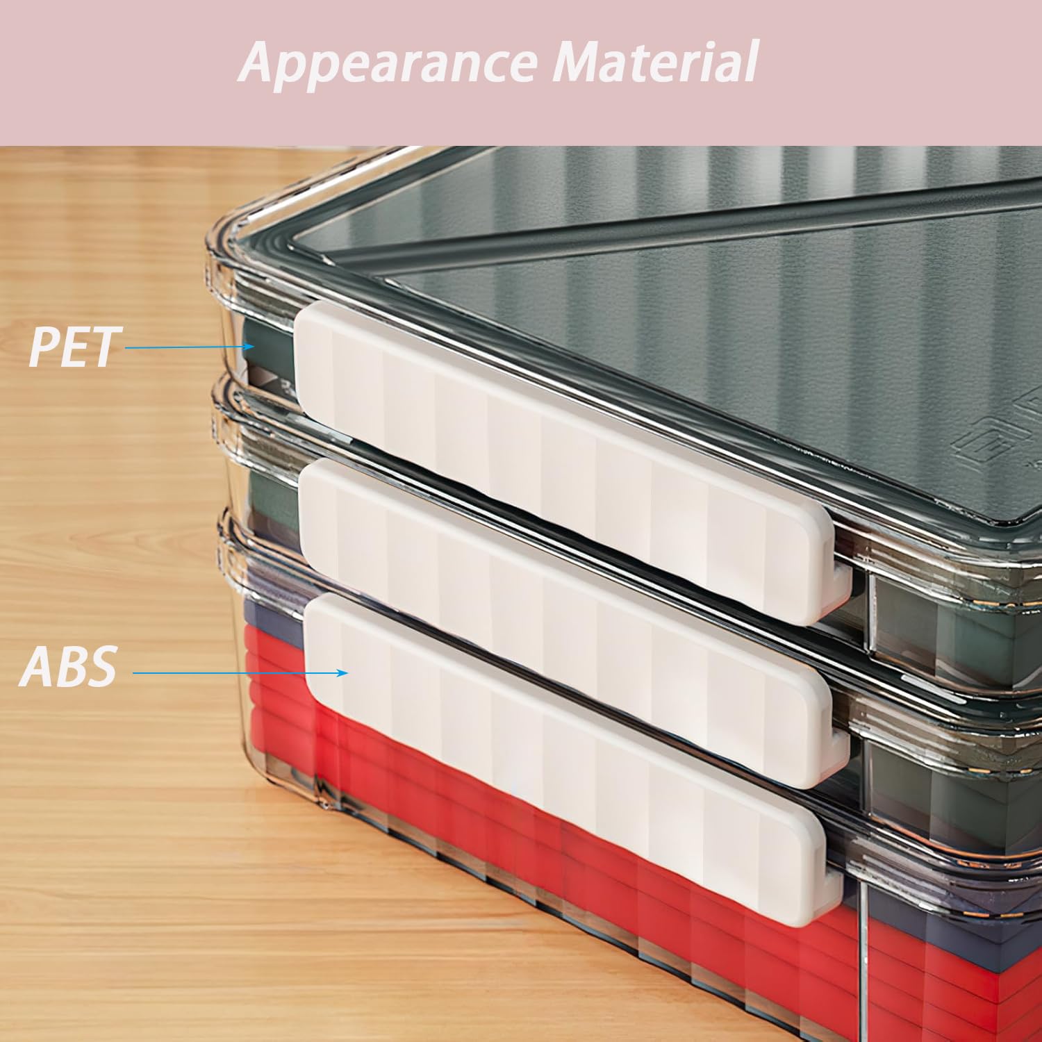 RHONZHAO Clear Storage Box with Latch, 2 Pack, Stackable