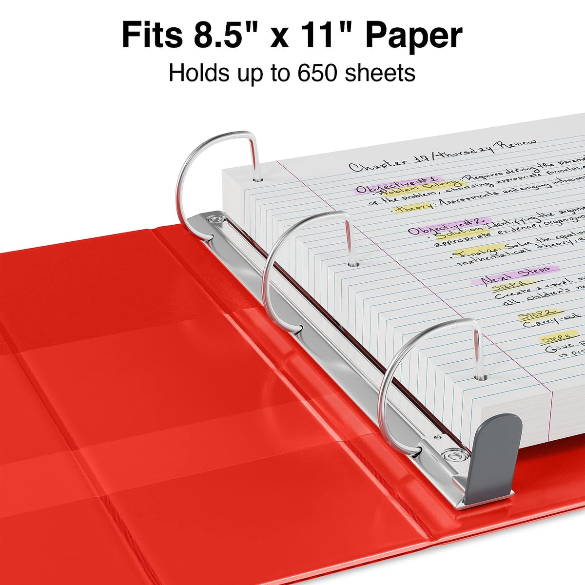 Staples Heavy-Duty 3-Inch D-Ring View Binder, Red, 600 Sheets