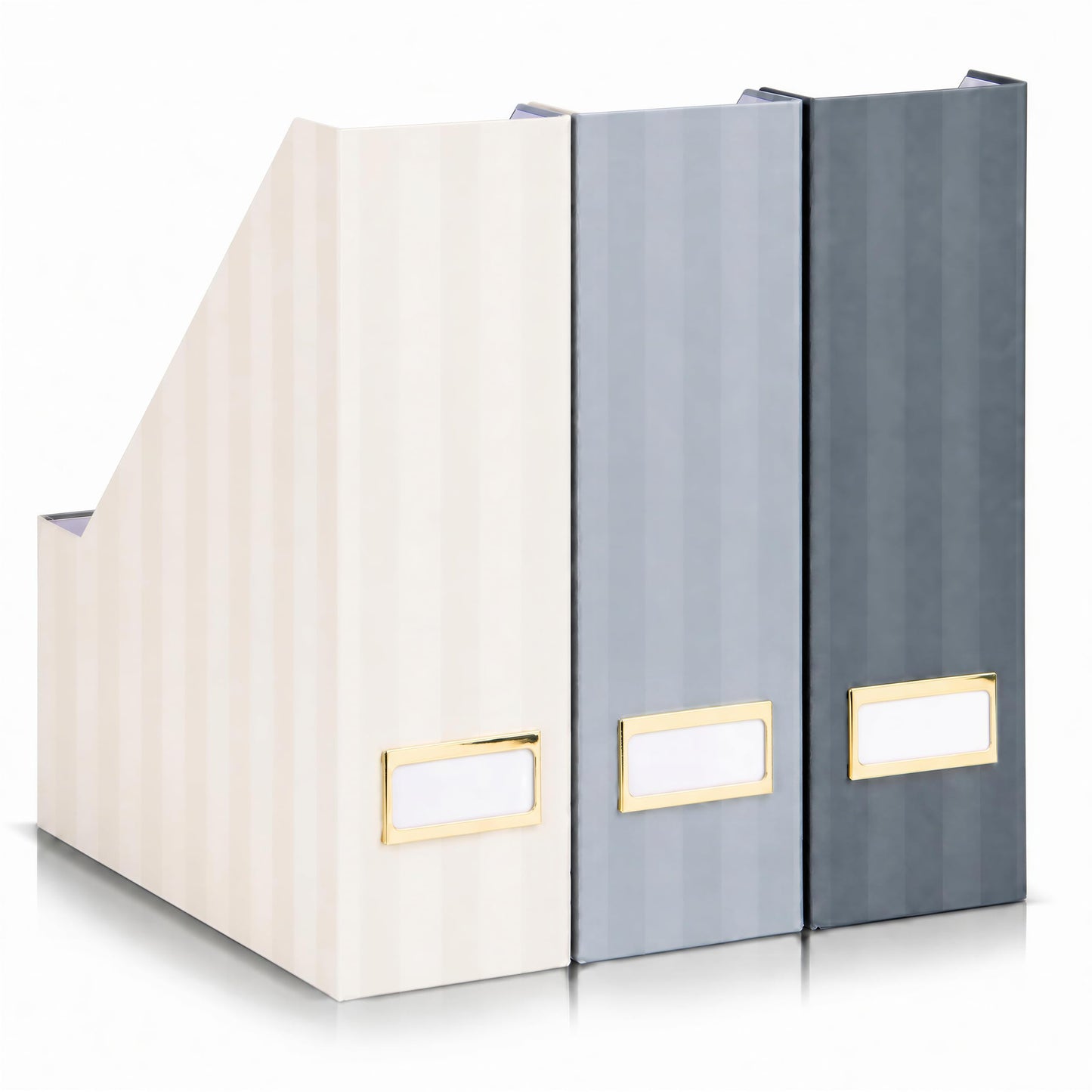 Beautiful Magazine Holder Set of 3 - Sturdy File Holder for Desk or Shelves