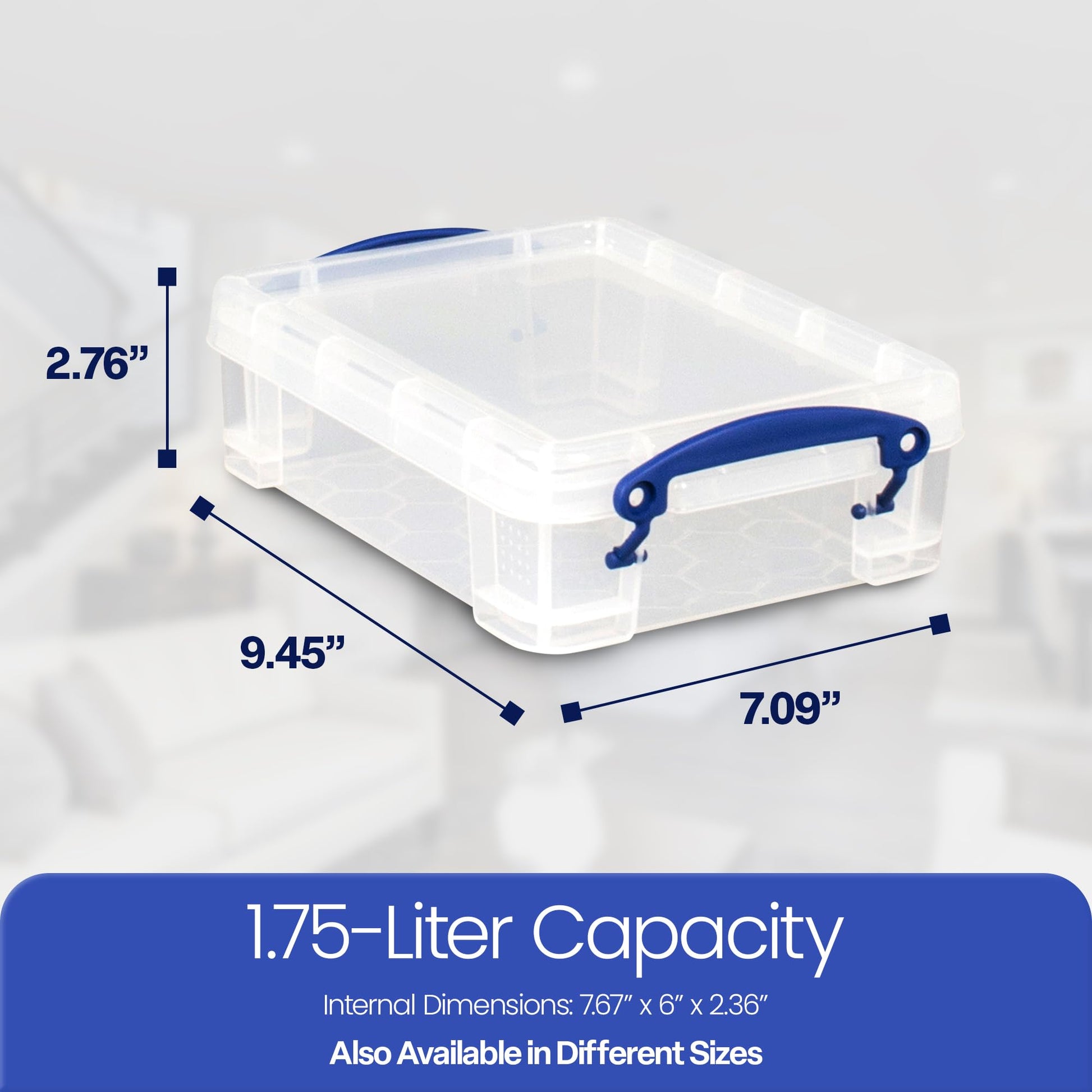 Really Useful Box 1.75 Liter Plastic Stackable Storage Container, 4 Pack