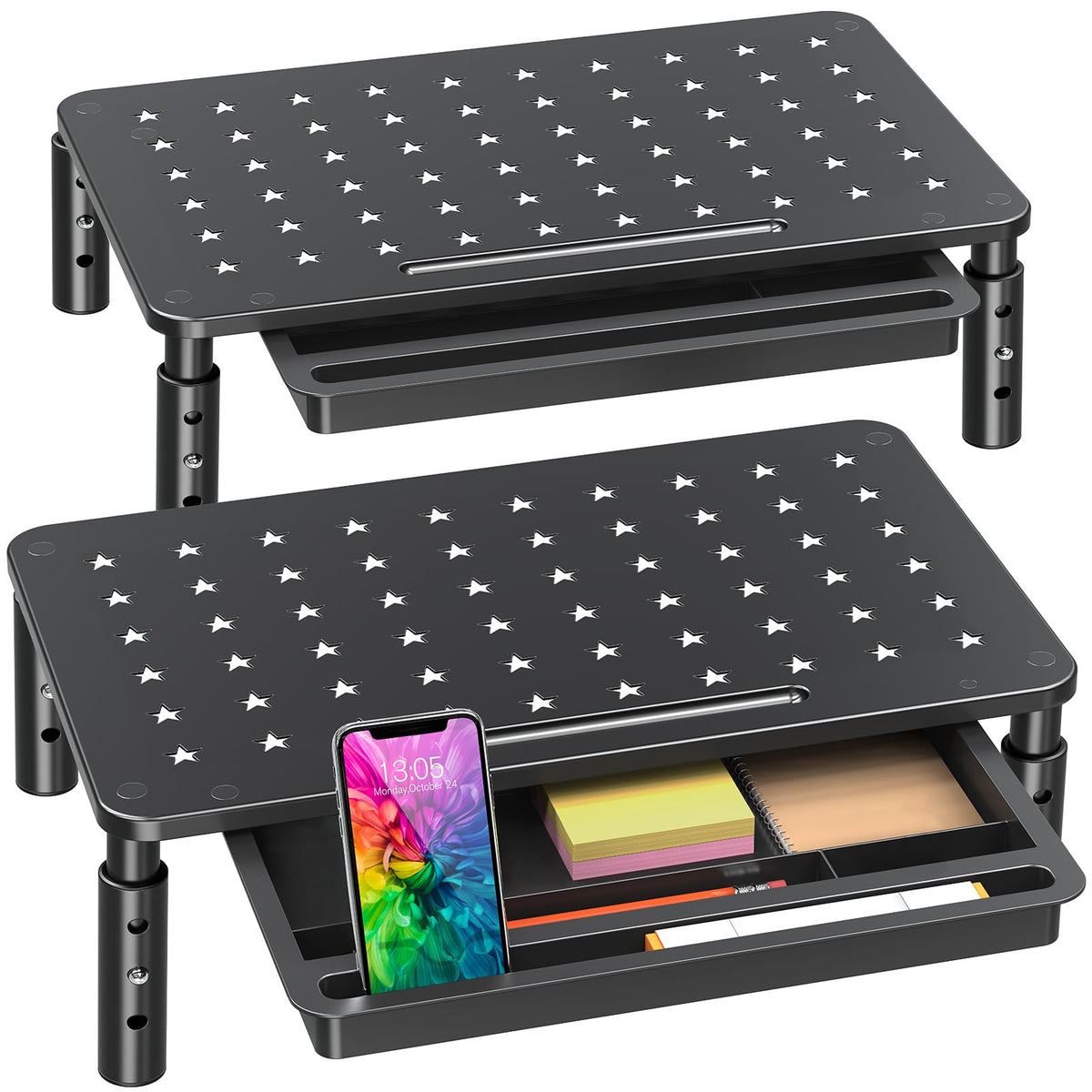 Zimilar 2 Pack Monitor Stand Riser with Drawer, 3 Height Adjustable