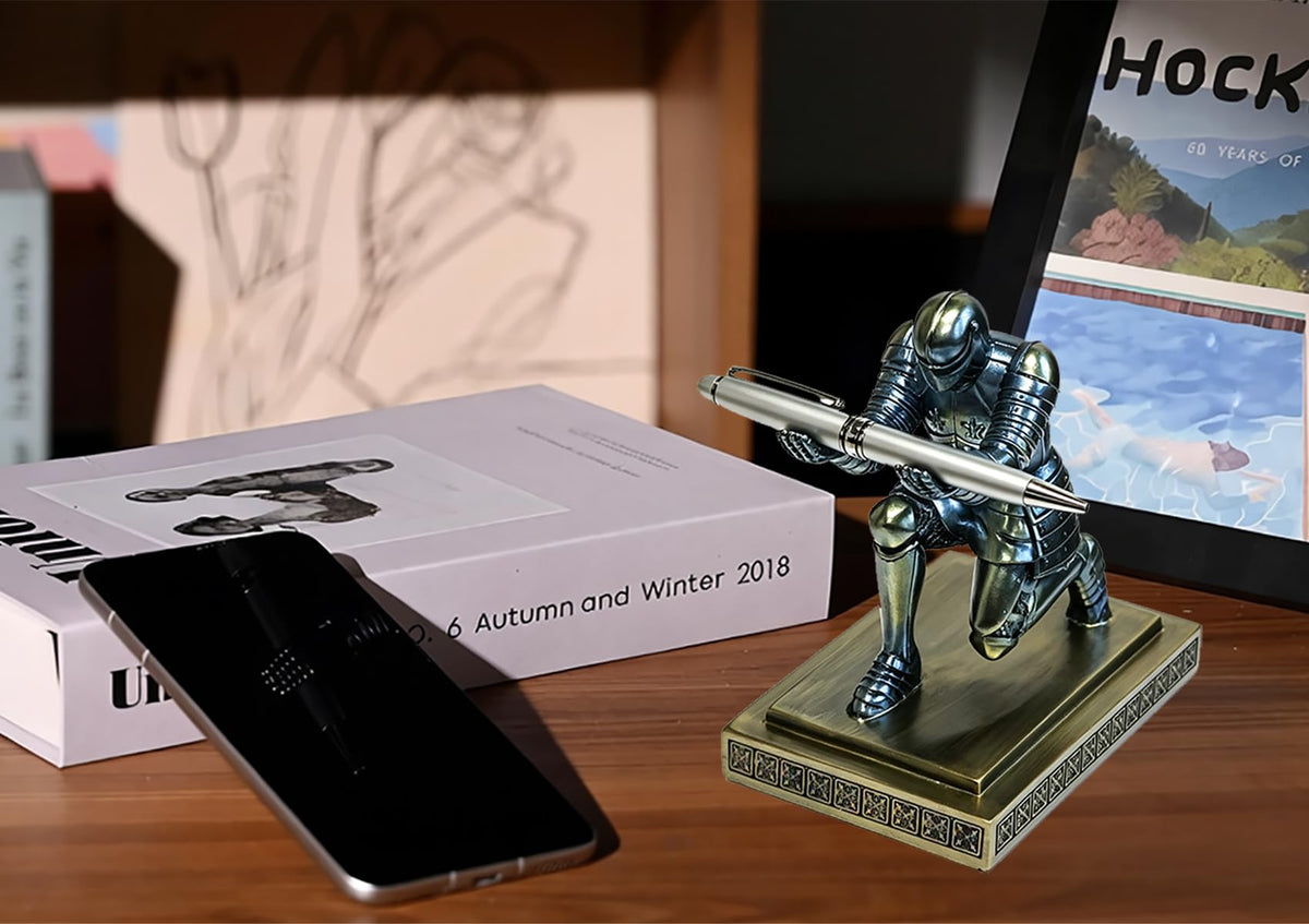 Soldier Executive Knight Pen Holder Personalized Desk Organizers Blue