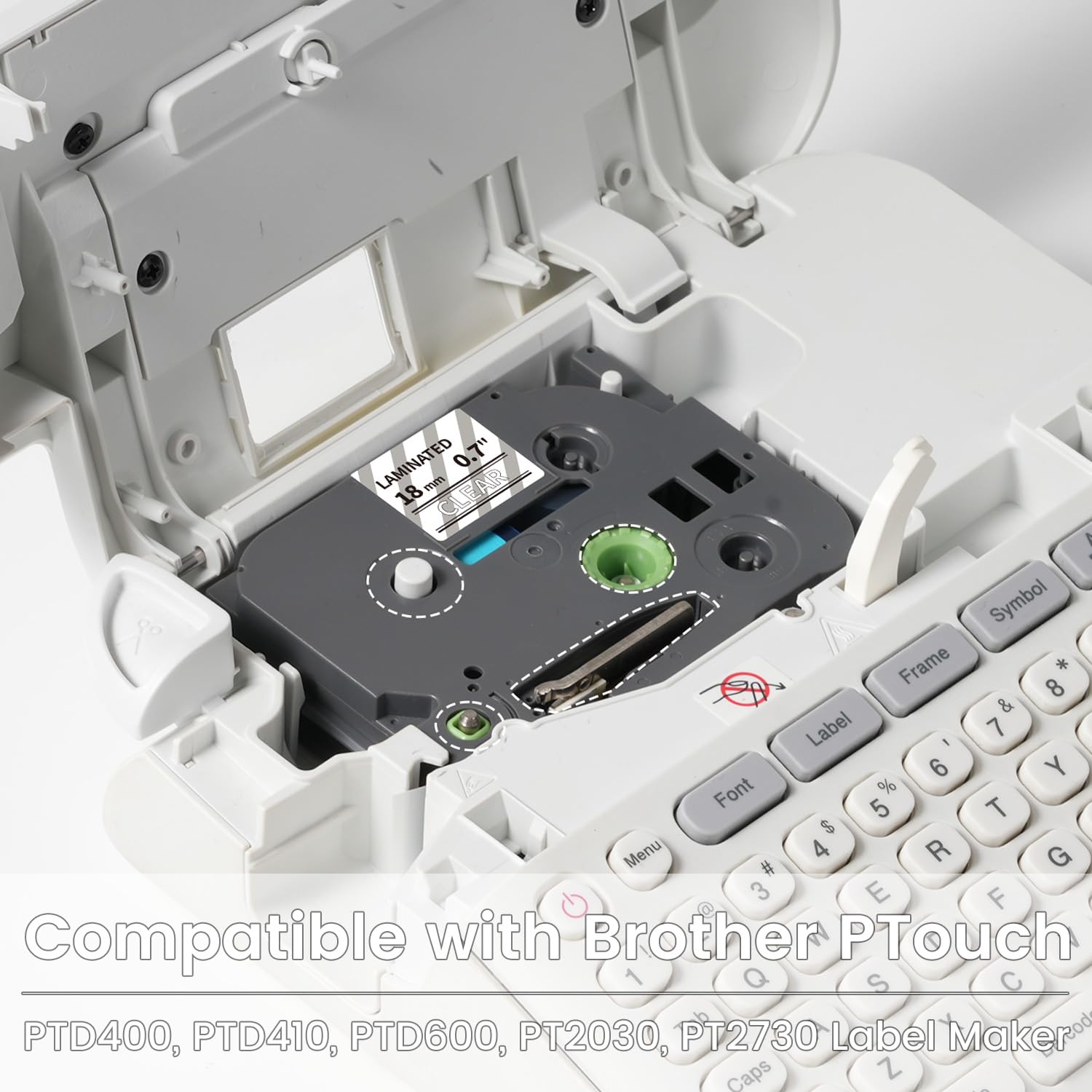 18mm 3/4" White on Clear Label Tape Compatible with Brother P Touch Tze-145