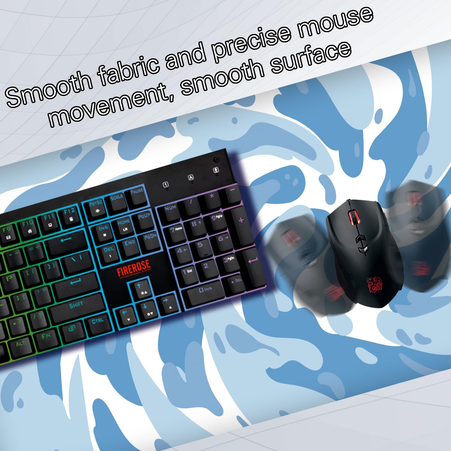 Fluid Pattern XL Mouse Pad, Thick Waterproof Desk Mat with Stitched Edge