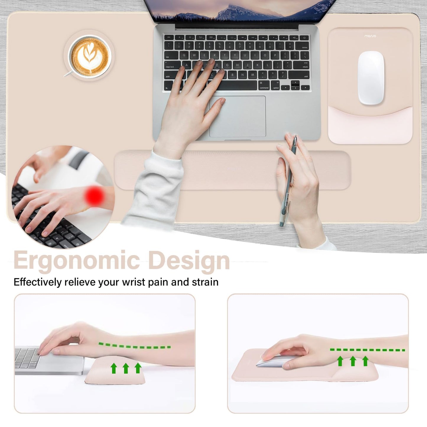 MOSISO Keyboard Mouse Pad Set, Large Gaming Mouse Pad&Keyboard Wrist Rest