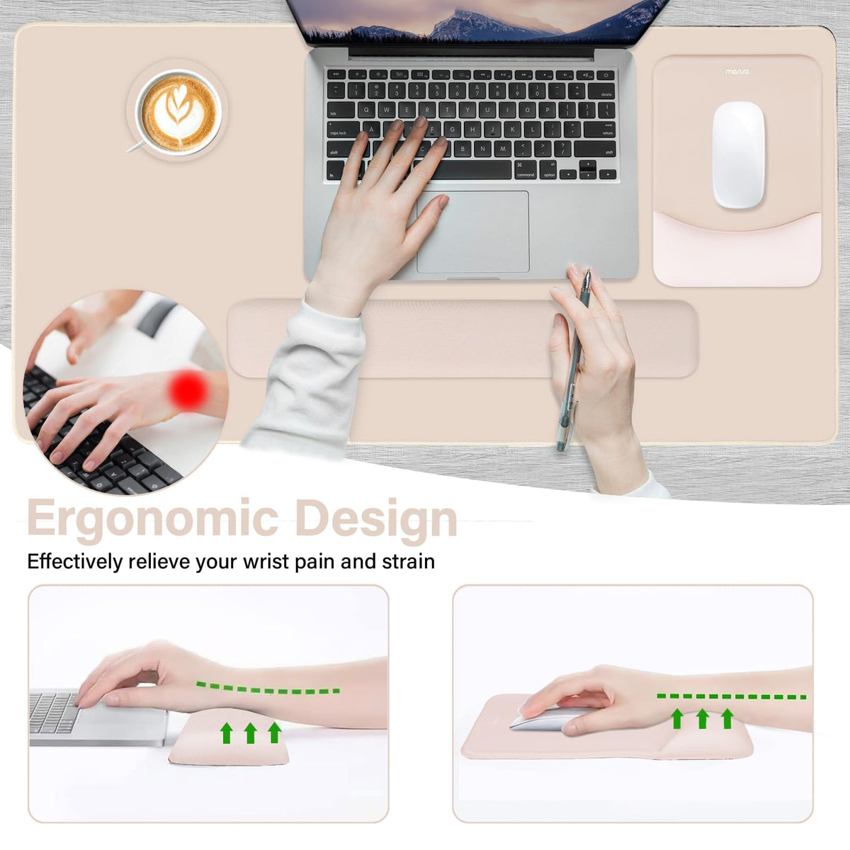 MOSISO Keyboard Mouse Pad Set, Large Gaming Mouse Pad&Keyboard Wrist Rest