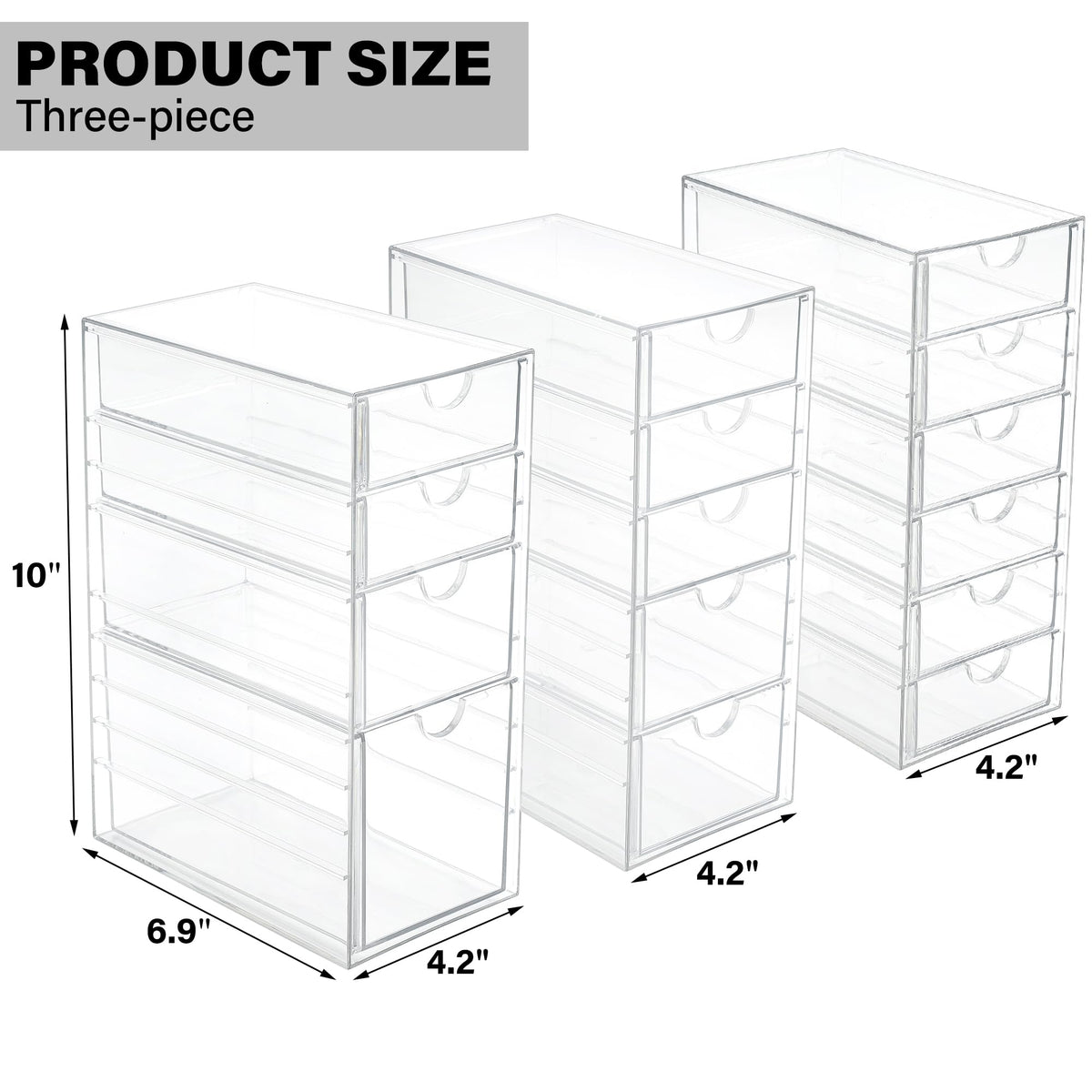 Prsildan 15 Drawers Teacher Toolbox Acrylic Containers, Set of 3