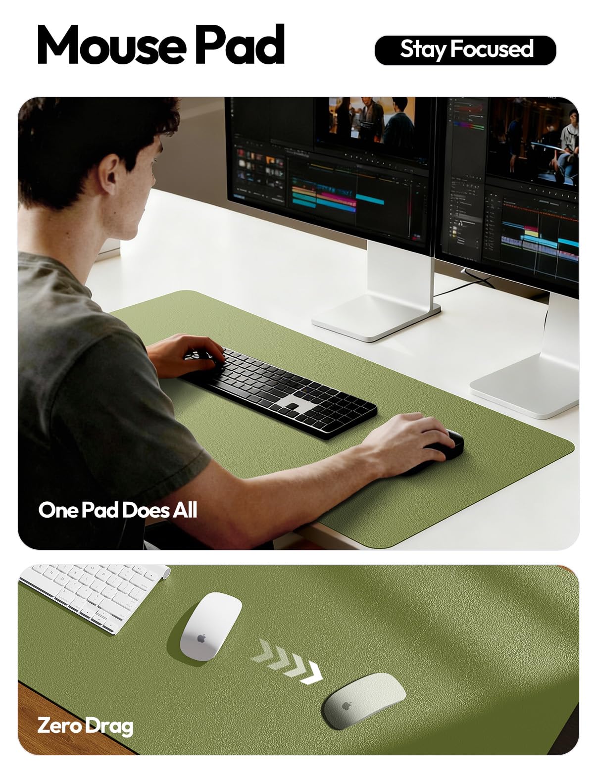 YSAGi Leather Desk Protector, Office Mat, Large Mouse Mat, Non-Slip PU Leather Blotter, Laptop Desk
