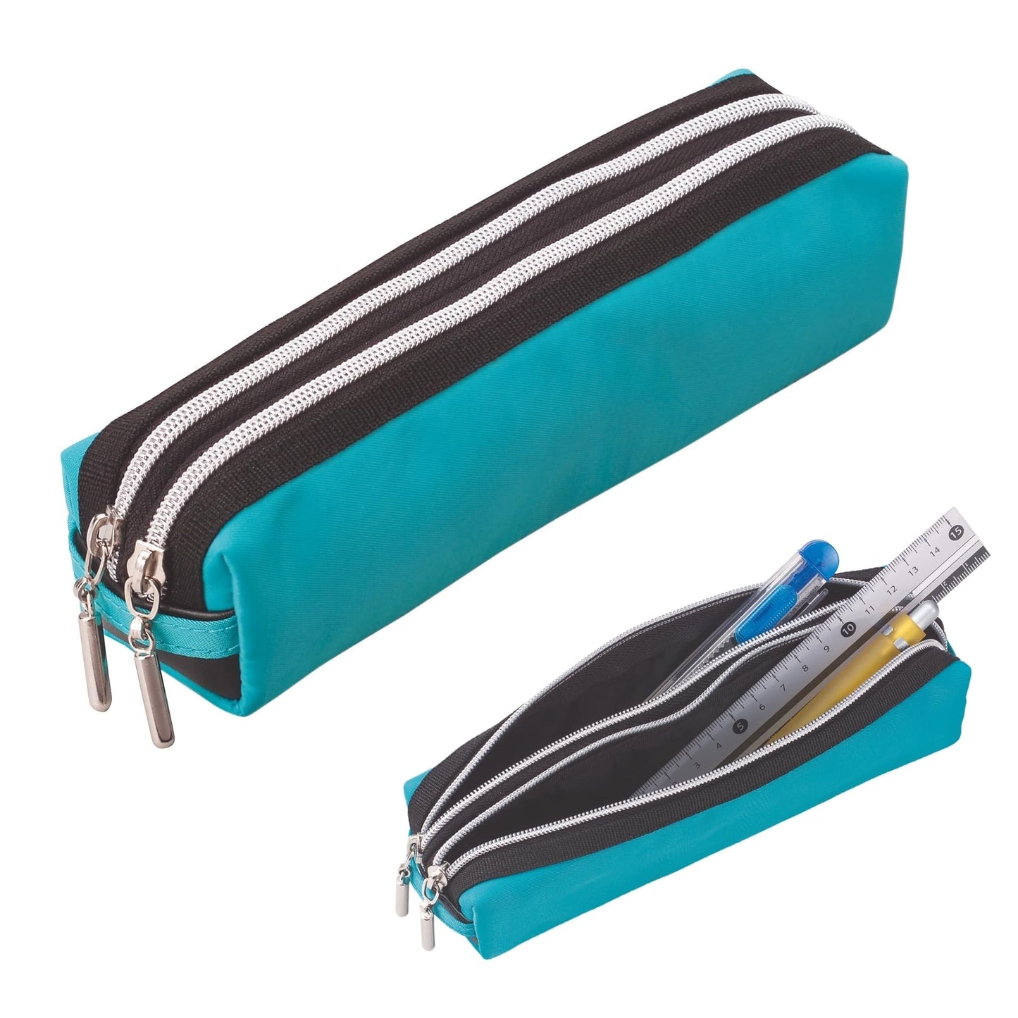 Raymay Fujii FY276A Pen Case, Pencil Case, Double Zipper, Blue