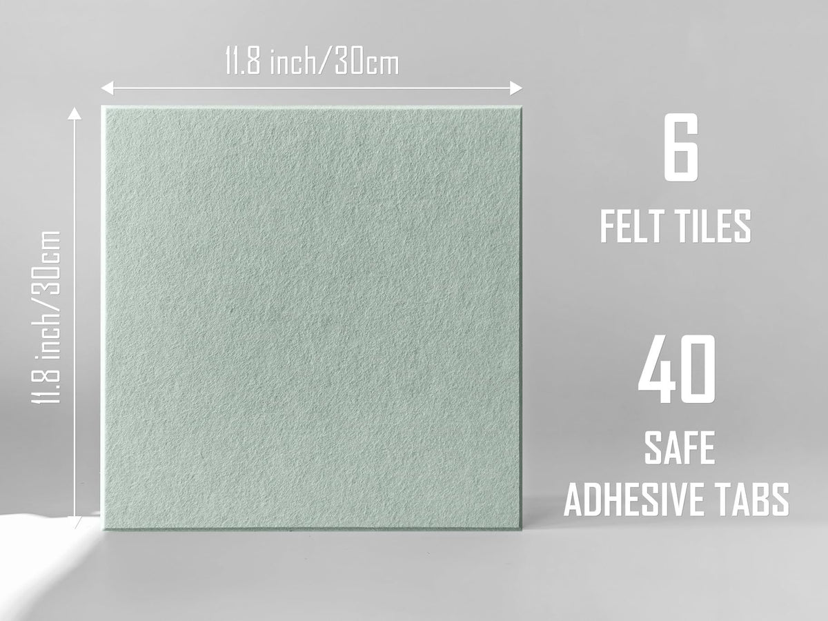 Cork Board 24 x36 Alternative - 6 Pack Felt Wall Tiles with Safe Removable Adhesive Tabs, Cork