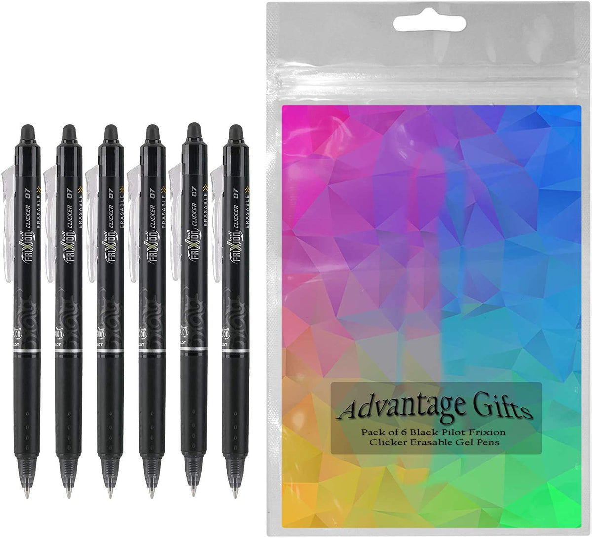 Advantage Gifts Clicker Retractable Erasable Gel Pens Fine Point (.7mm) Navy Ink 6-pk;