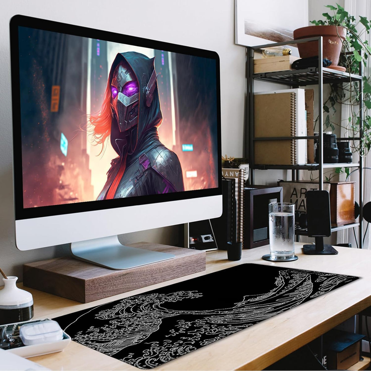 Japanese Sea Wave Mouse Pad for Gaming, Large Mouse Pad Extended 35.4x15.7 INCH Non-Slip Rubber