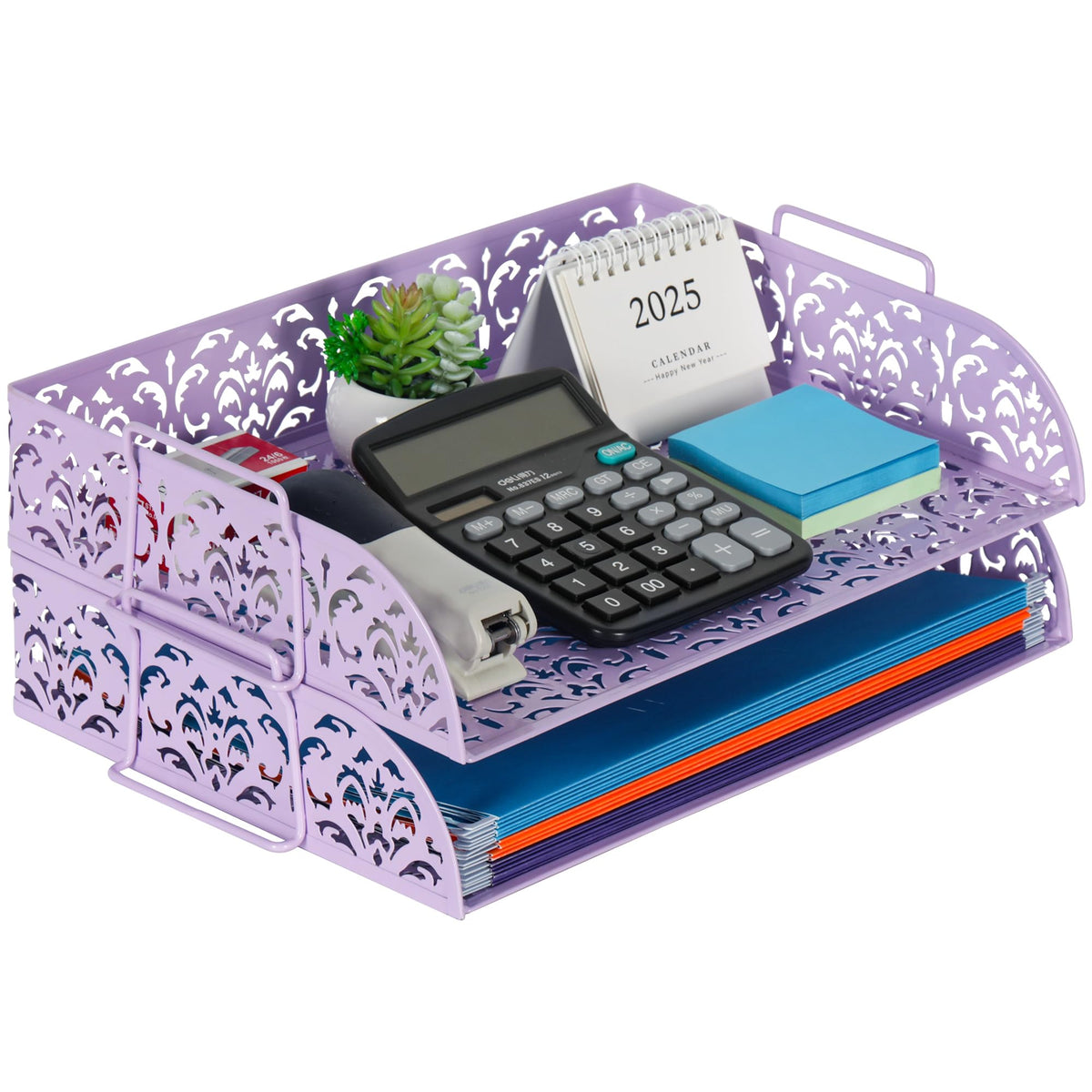 EasyPAG Paper Organizer for Desk 2 Tier Stackable Paper Tray for A4 Legal Size Folders Metal File