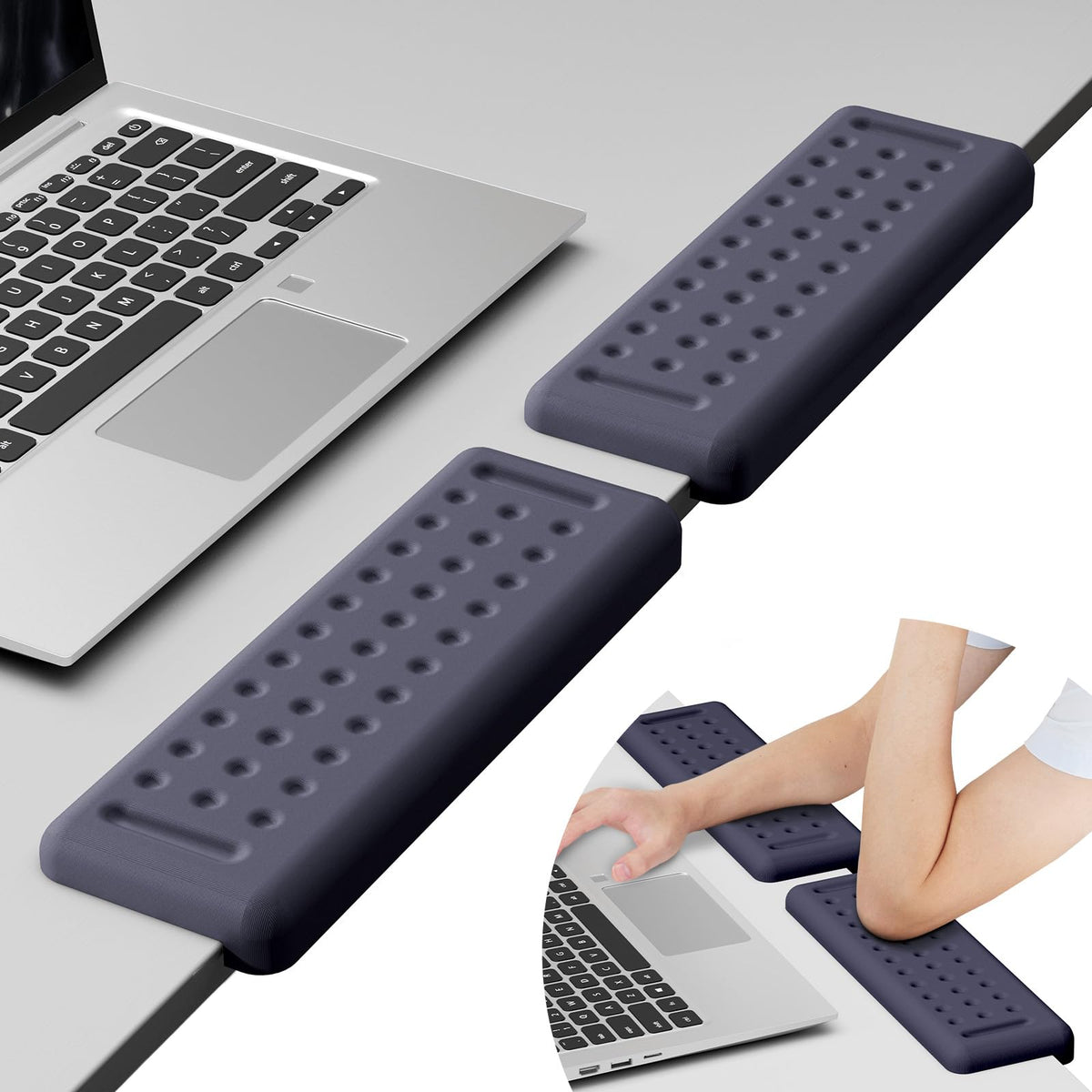 Leolee L-Shaped Desk Elbow Pads for Desk, Deep Blue Memory Foam Arm Rest