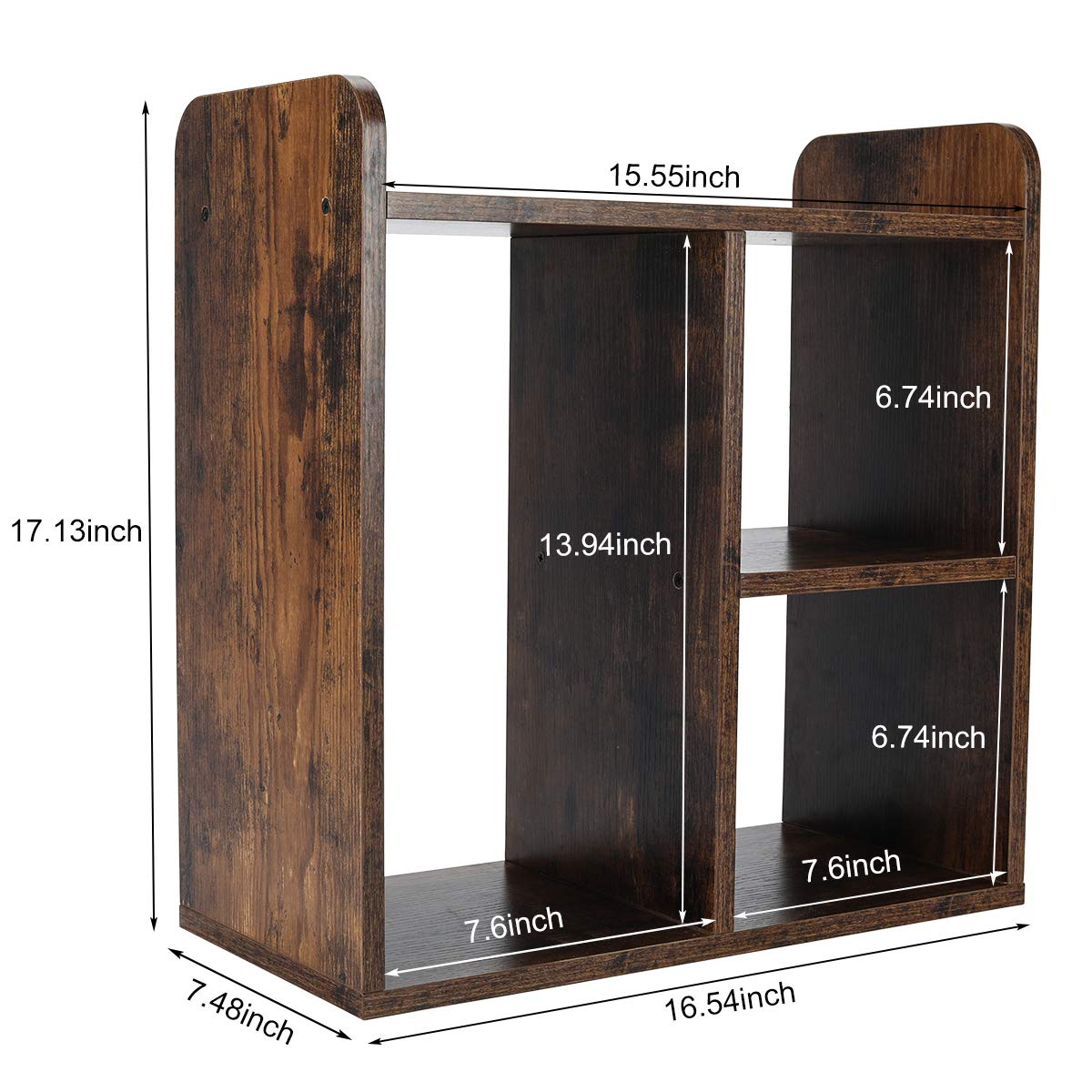 PAG-Mass Desktop Bookshelf Freestanding Wooden Countertop Bookcase Accessories Organizer Display