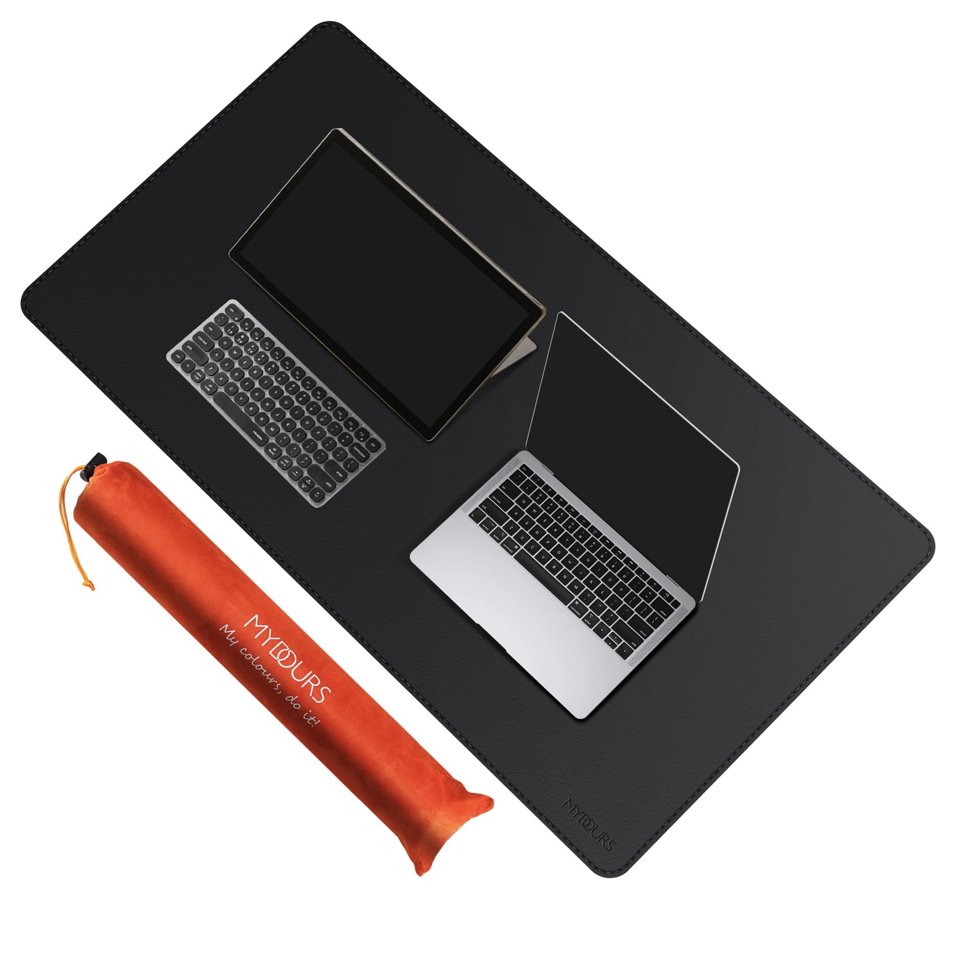 Mydours 43" x 24" XXL Large Desk Mat, PU Leather Full Desk Mouse Pad, Black