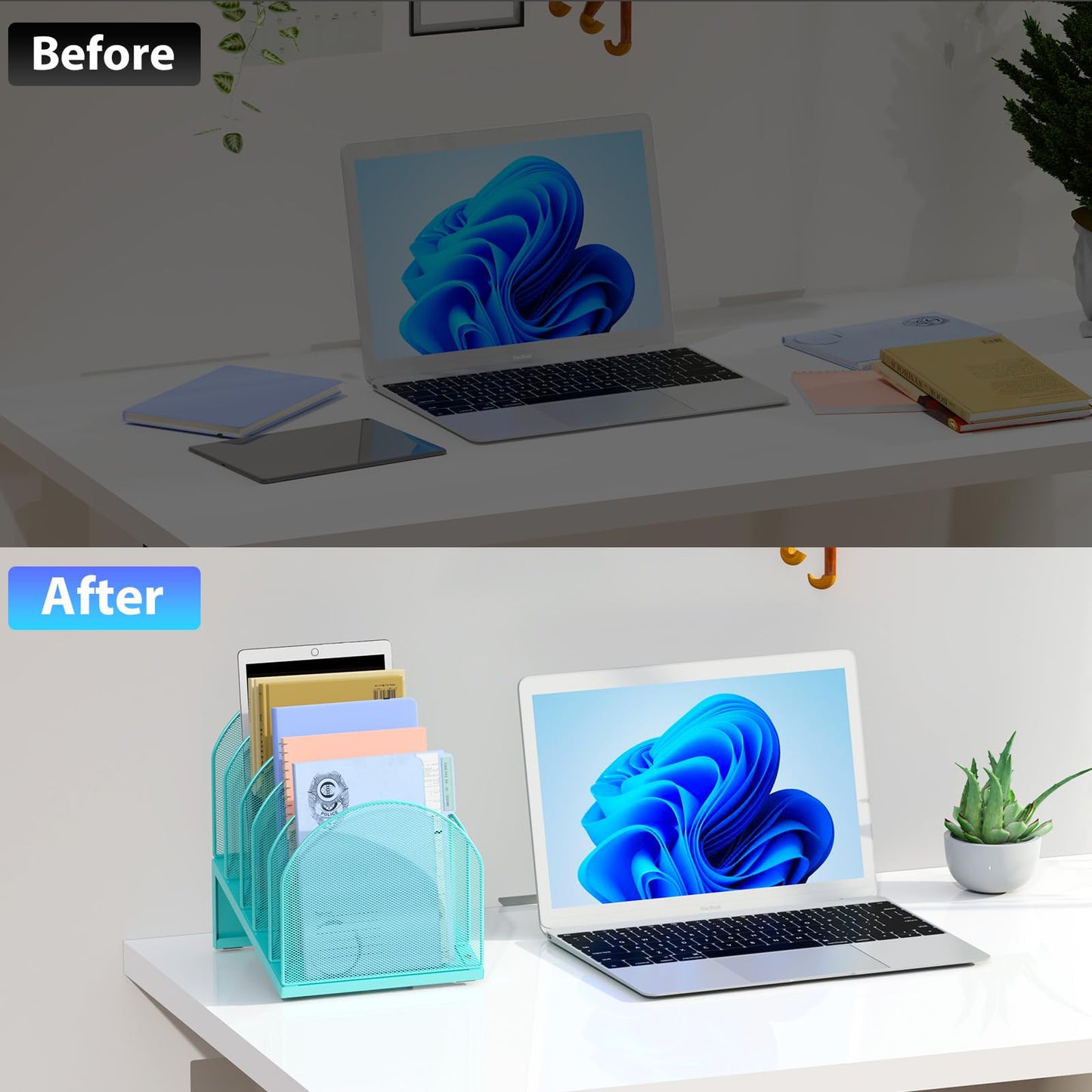 gianotter Desktop File Organizer with 5 Compartments