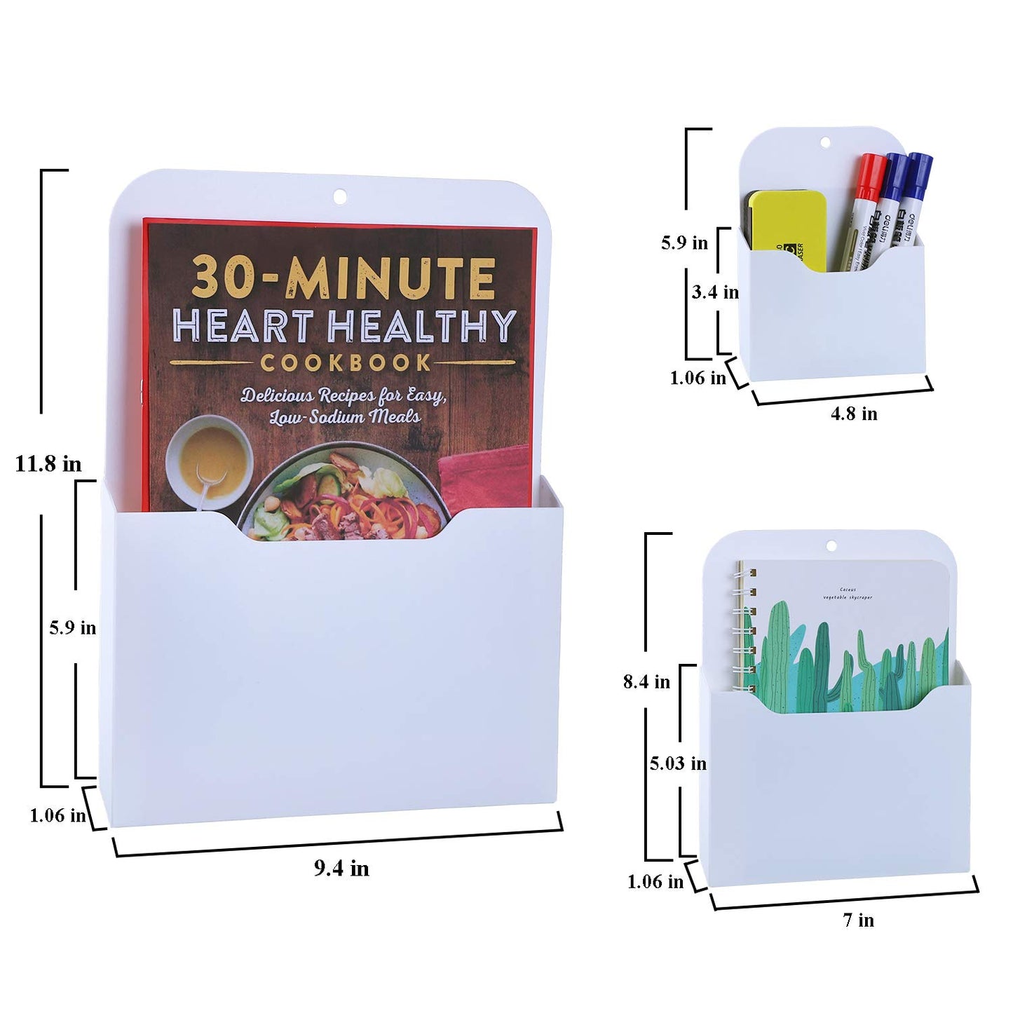 Antner 3 Pack Magnetic File Holder Magnetic Wall File Organizer Refrigerator Storage Pocket Mail