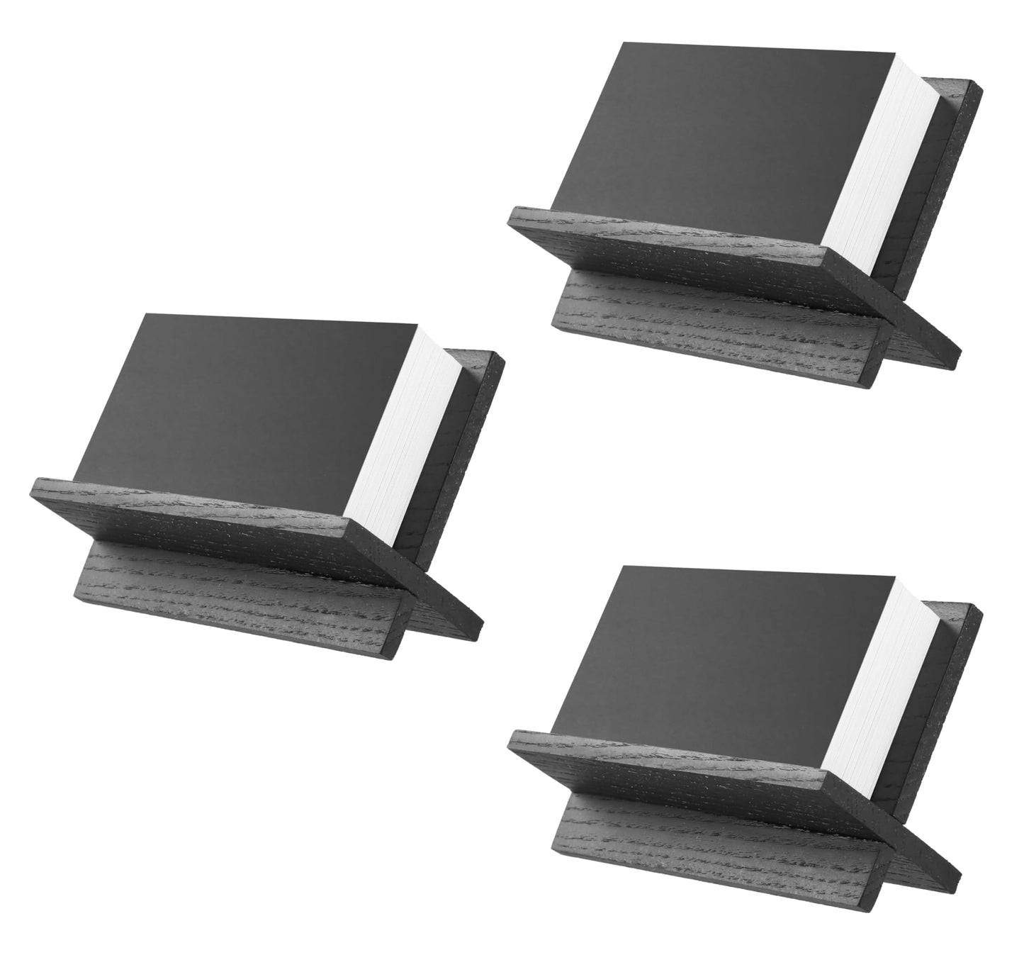 TOROS store Set of 3 Business Card Holders for Desk - Black Wood Small Cards Holder, Professional