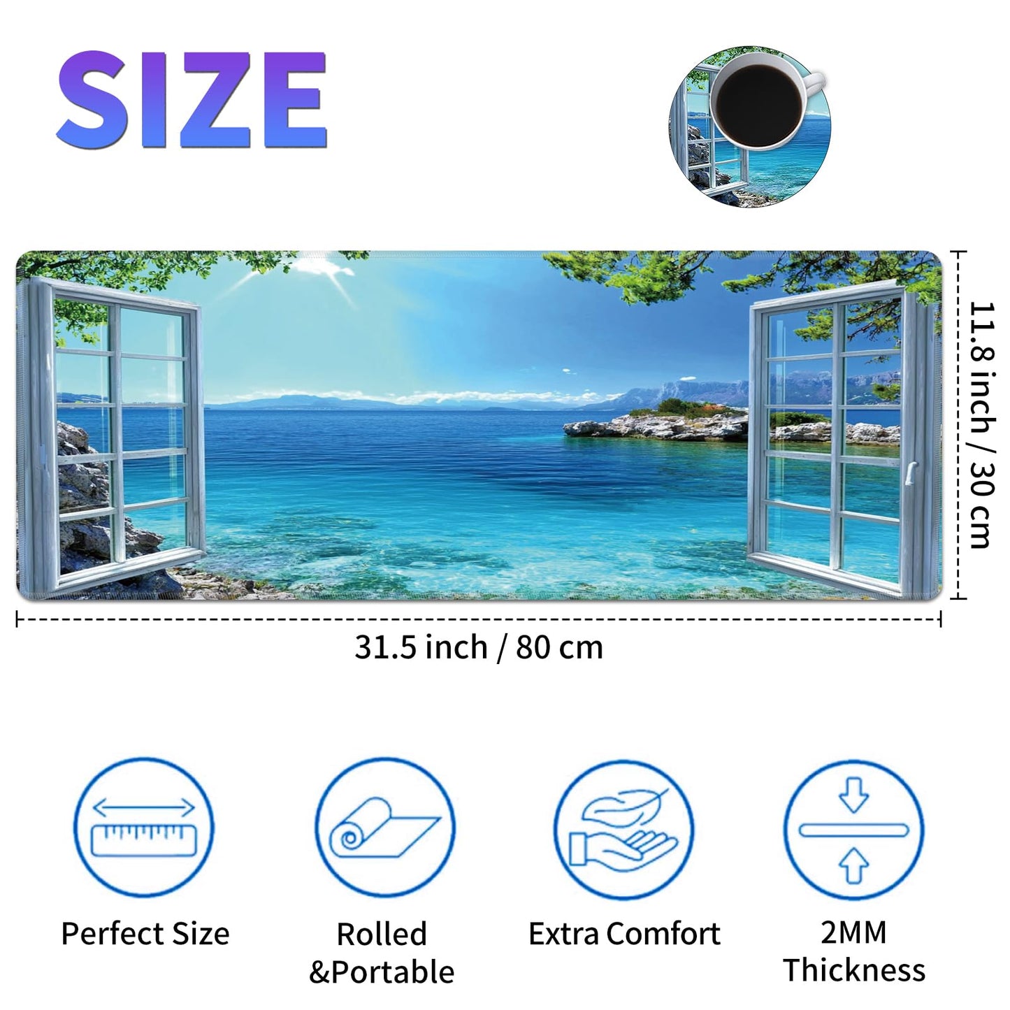 Large Mouse Pad, Desk Mat, XL Gaming Keyboard Mat, Non-Slip Rubber Base, Full Extended Mousepad for