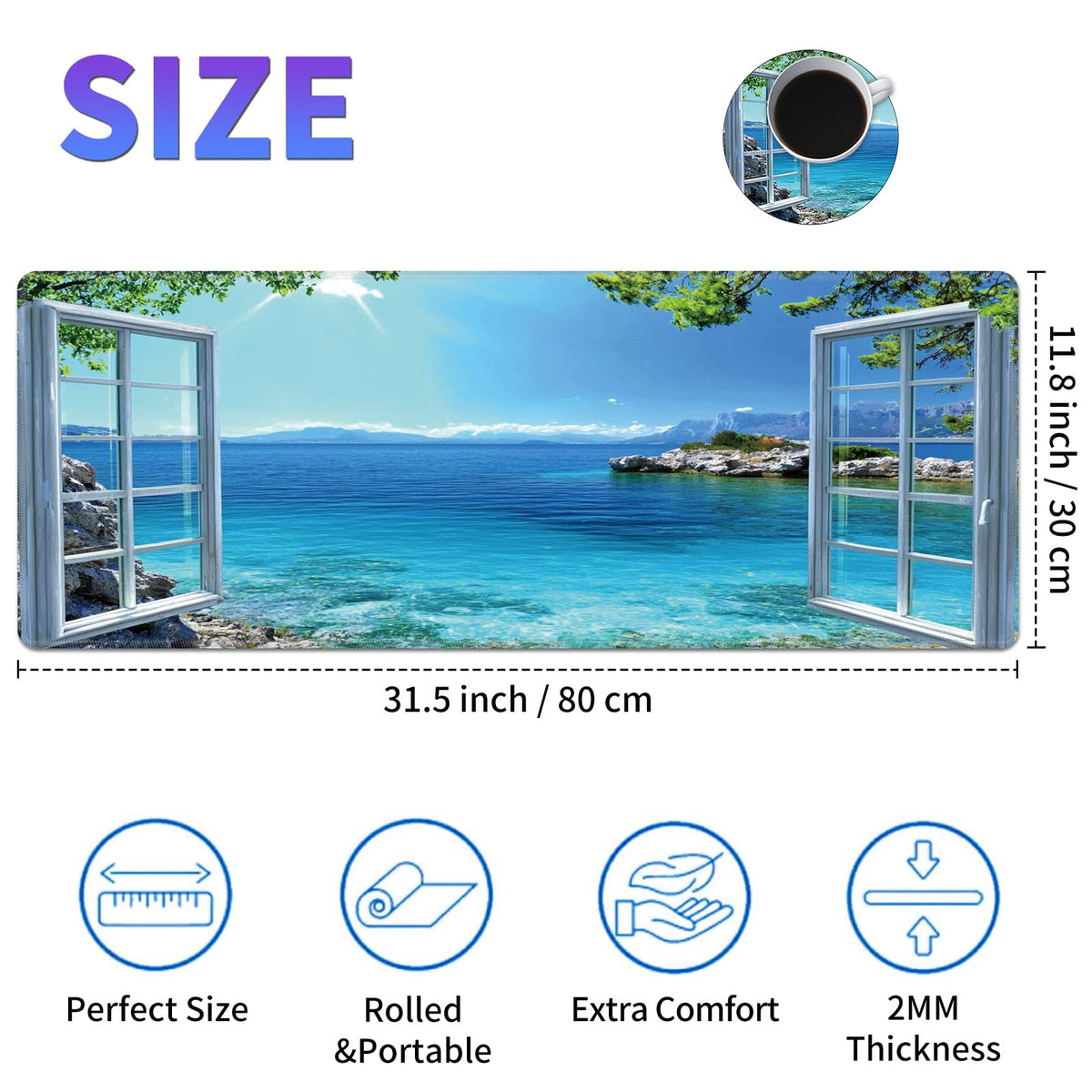 Large Mouse Pad, Desk Mat, XL Gaming Keyboard Mat, Non-Slip Rubber Base, Full Extended Mousepad for
