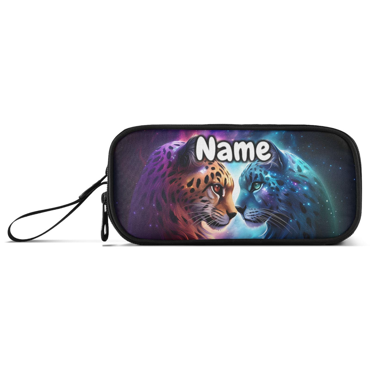 BOENLE Custom Cheetah Tiger Galaxy Pencil Case Box Boys Girls Personalized Name Large Pencil Pouch