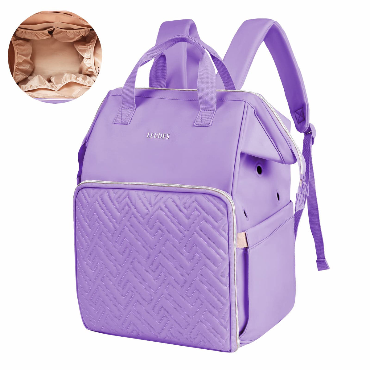 Leudes Crochet Bag Backpack for Yarn Storage Tote Travel Large Knitting Bag