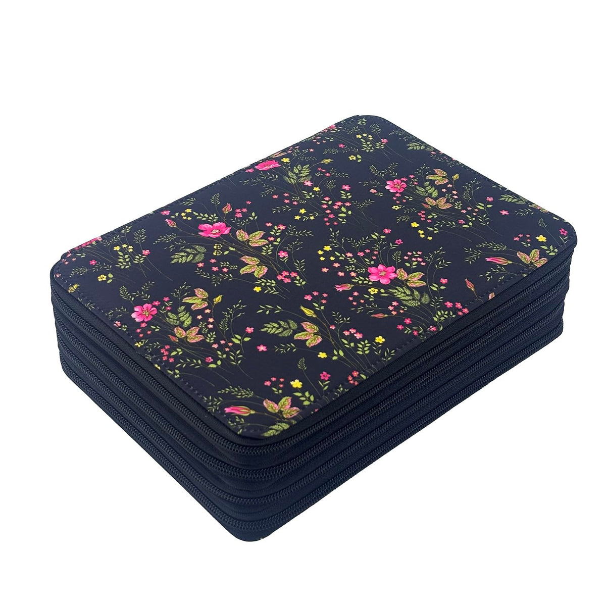 YOUNGCOL 200 Slots Colored Pencil Case,Pen Organizer Black Floral